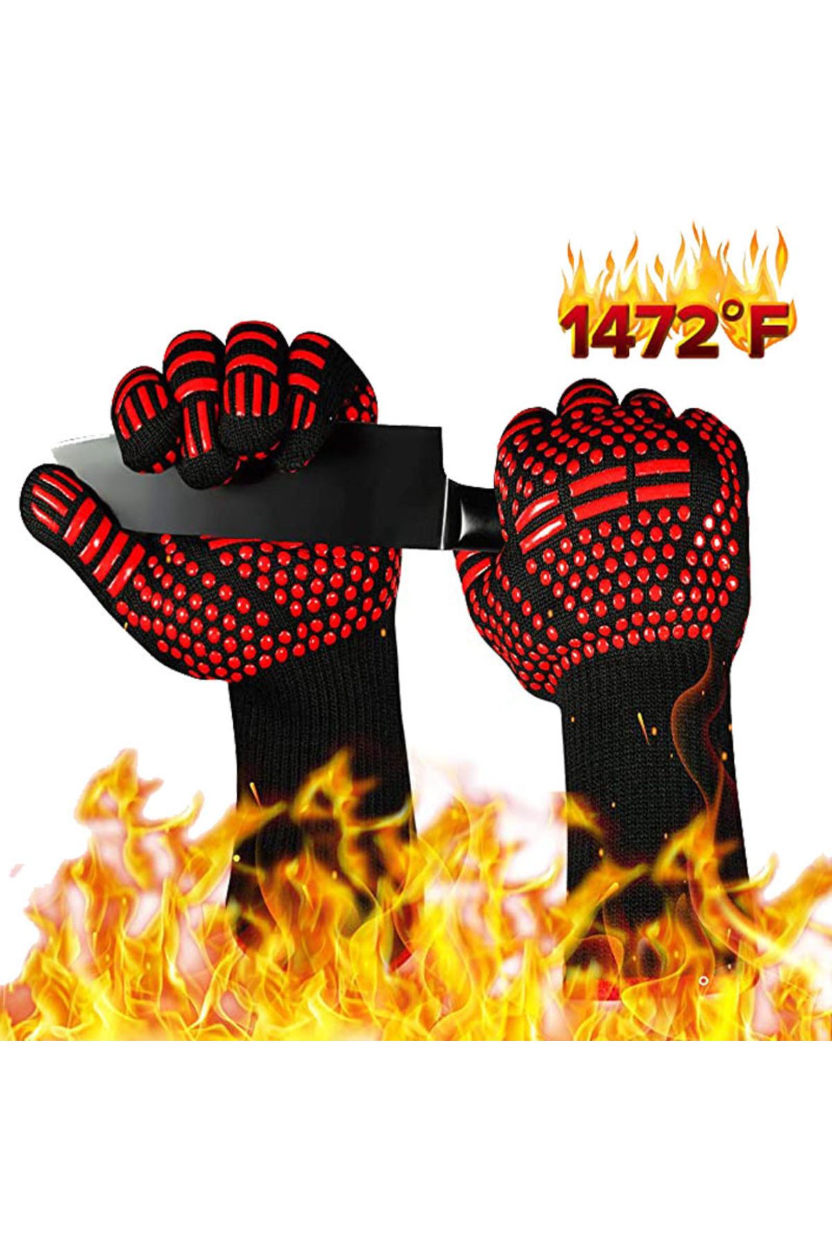 Choice-BBQ Gloves Fireproof Heat Resistant Oven Mitts Silicone Non-Slip Kitchen Grilling Gloves Barbecue... 2