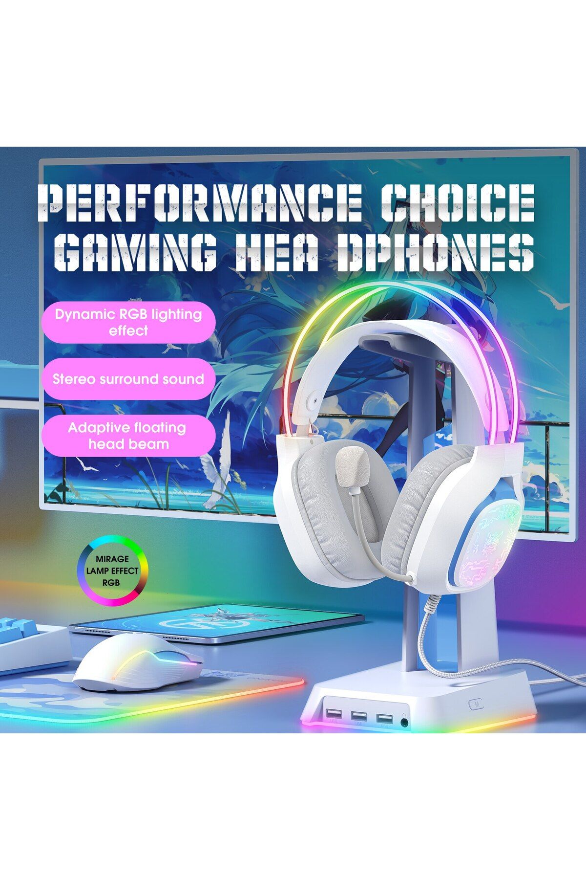 Choice-ONIKUMA X22 Gaming Headphones with RGB Dynamic Light Professional Wired Headset Noise Reduction M... 2