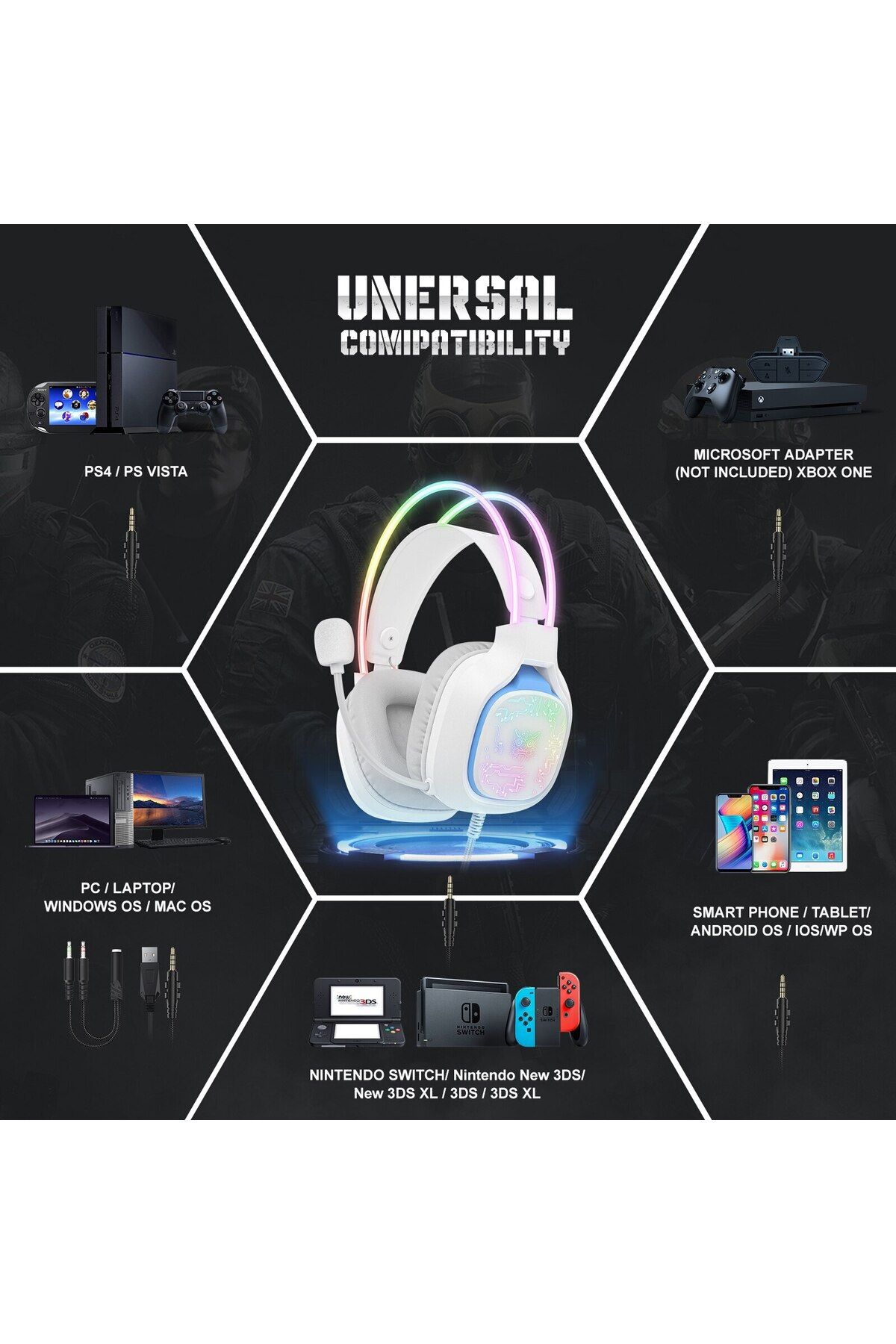 Choice-ONIKUMA X22 Gaming Headphones with RGB Dynamic Light Professional Wired Headset Noise Reduction M... 5
