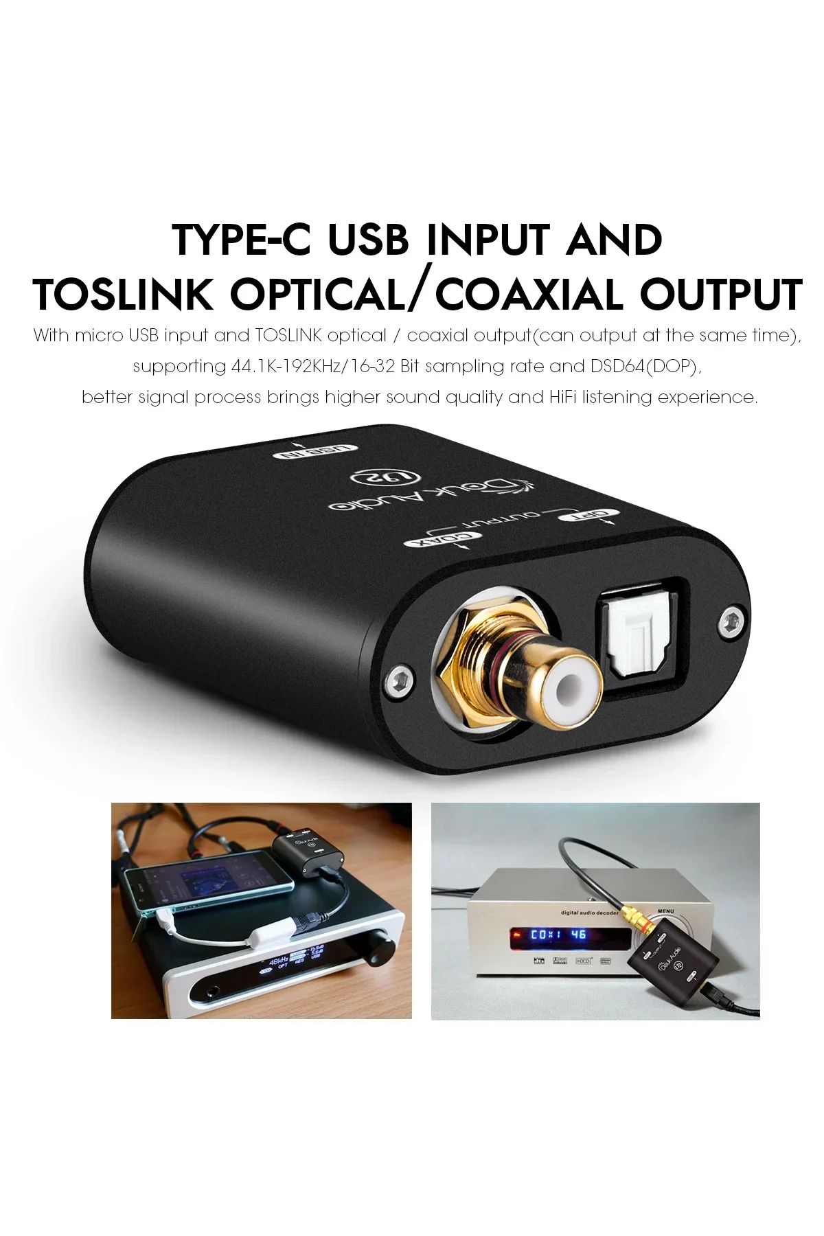 Choice-Douk Audio U2 Mini USB to SPDIF Audio Converter XMOS XU208 Digital Interface COAX/OPT DSD DOP 192KHz 4