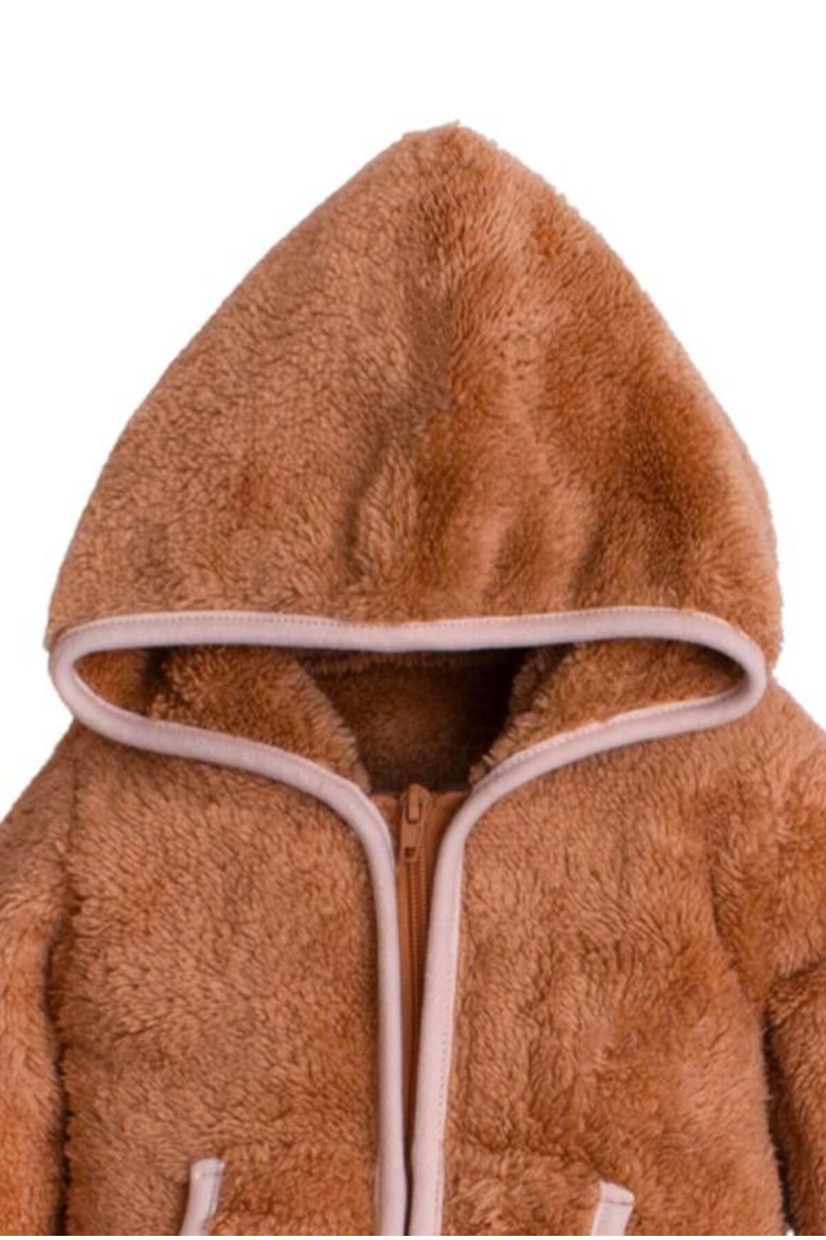 Chicsy Baby-Winter Sweet Plush Cotton Pocket Hooded Baby Kids Welsoft Jumpsuit 2
