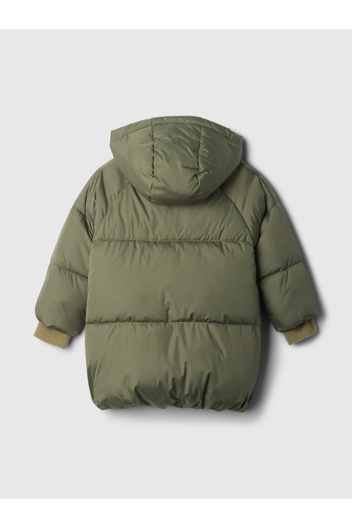 GAP Kız Bebek Haki Geri Dönüştürülmüş Heavyweight Sherpa PrimaLoft® Puffer Şişme Mont fotoğrafı 2 (önizleme)