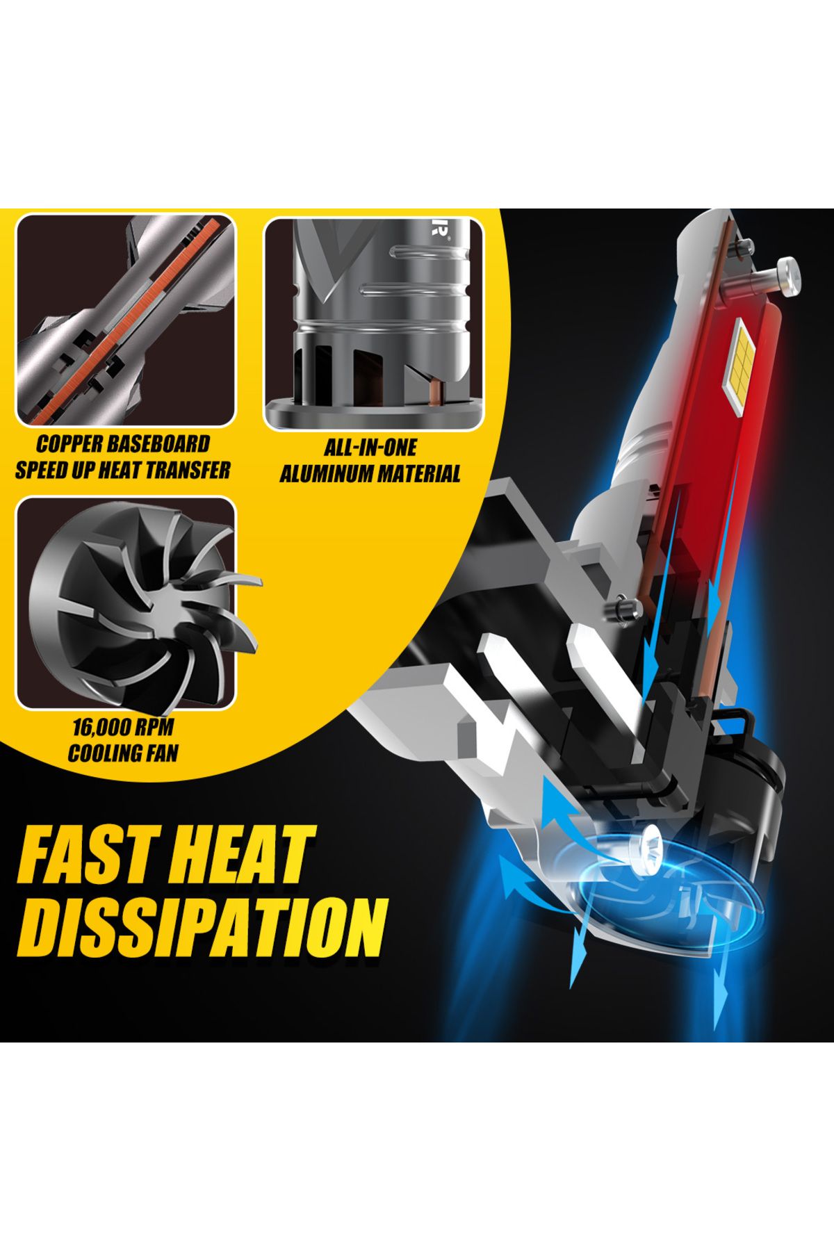 Choice-9012(HIR2) With Fan Katur 2x Hir2 9012 Led Car Headlight 100w Bulb Xenon 6000k 20000lm White Turbo D 3