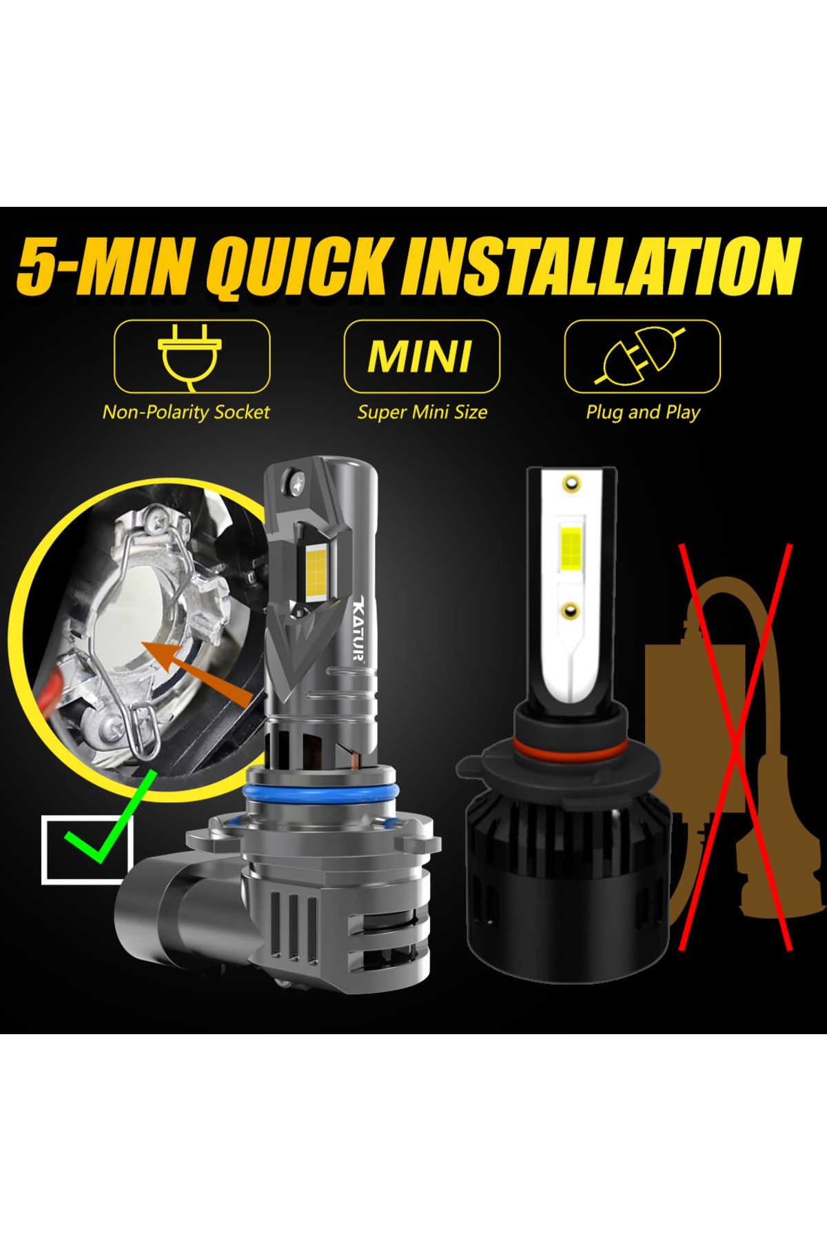 Choice-9012(HIR2) With Fan Katur 2x Hir2 9012 Led Car Headlight 100w Bulb Xenon 6000k 20000lm White Turbo D 4