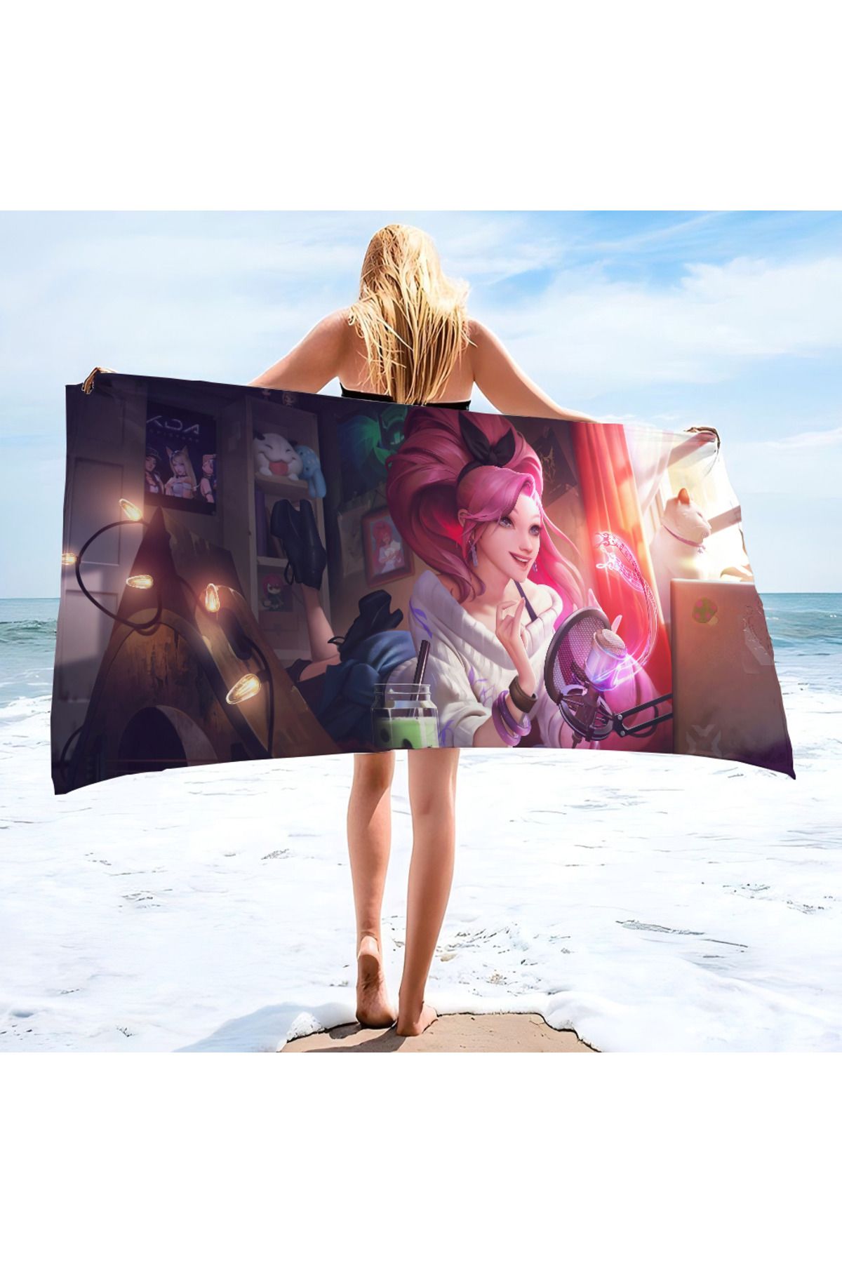 Choice-1pc Seraphine L-League Of L-Legends LOL Anime Game Towel Children's Beach Towel Summer Swimming S... 2
