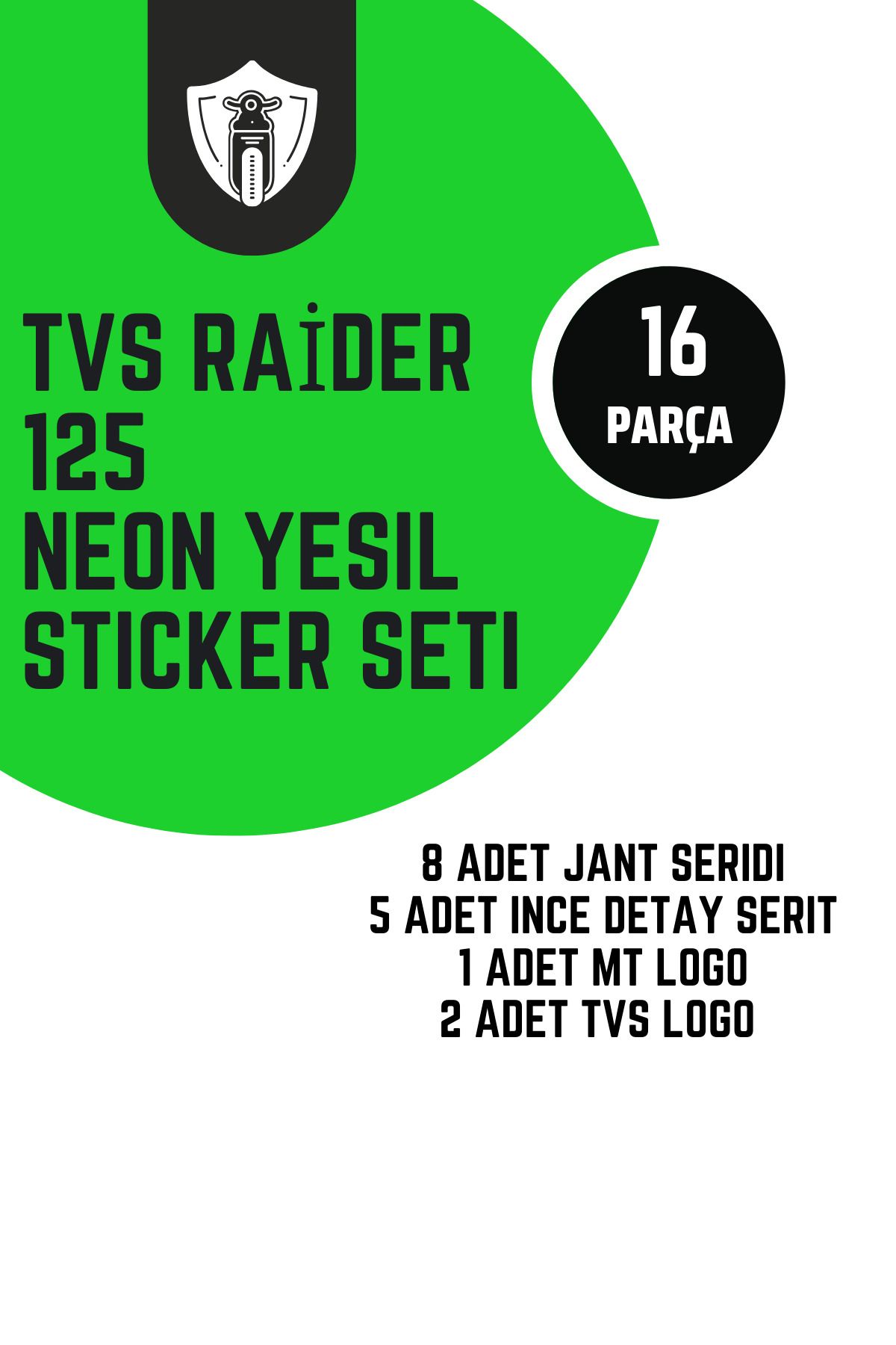 Banxtre-Neon Green 16 Pieces Sticker Label Set for Tvs Raider 125 (16 Pieces) 2