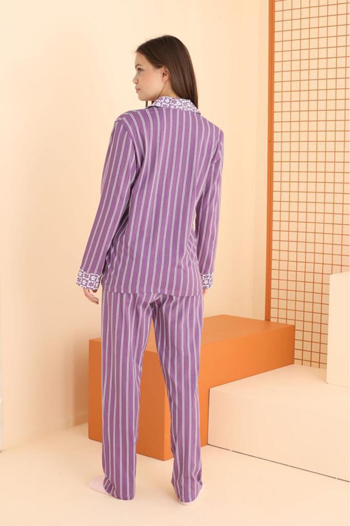 NBB-Line Patterned Front Buttoned Pajamas Set 68070 2
