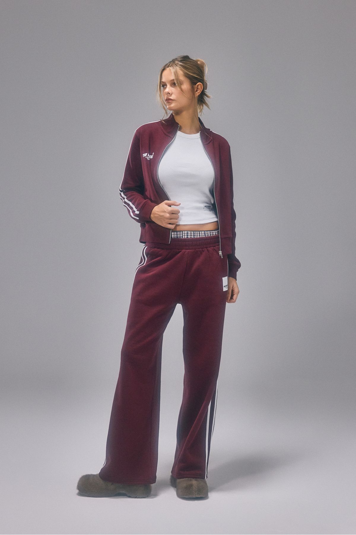 Bases-Striped Wide Leg Fleece Sweatpants 4