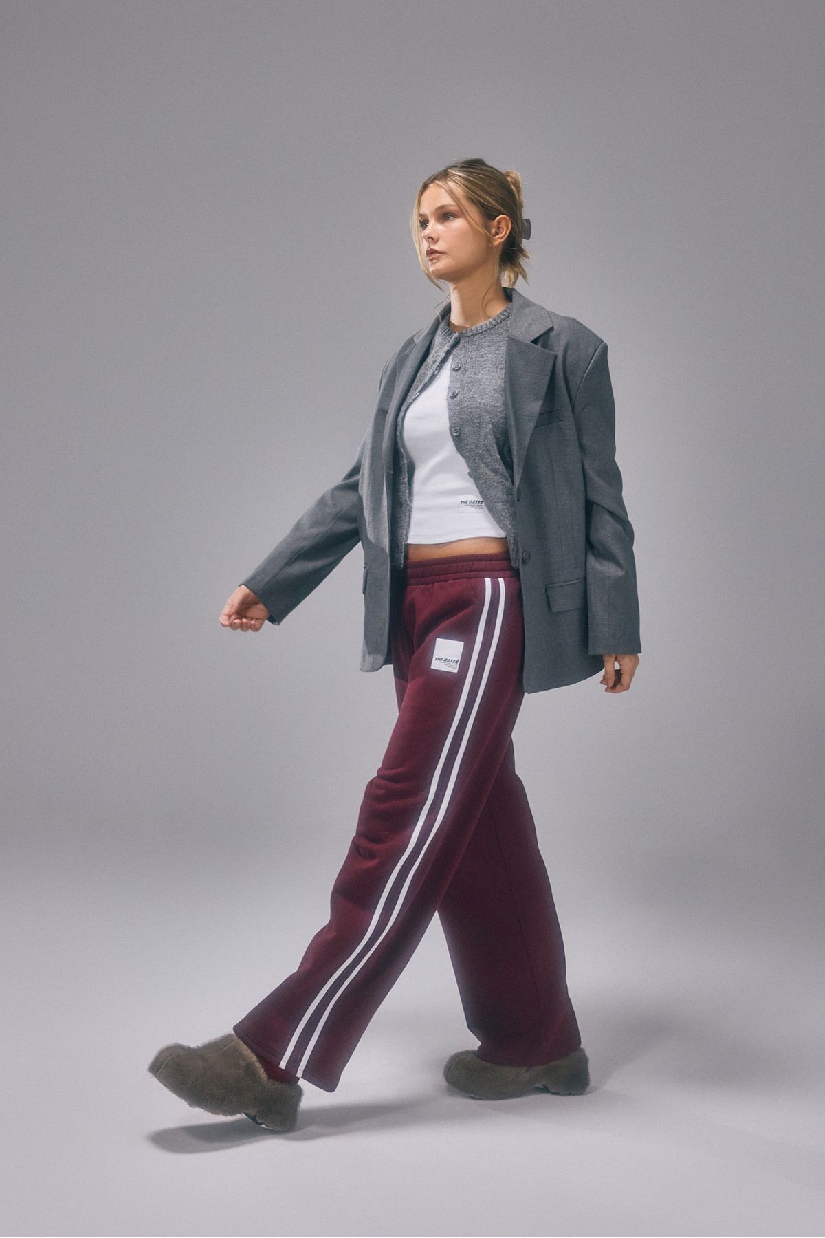 Bases-Striped Wide Leg Fleece Sweatpants 7