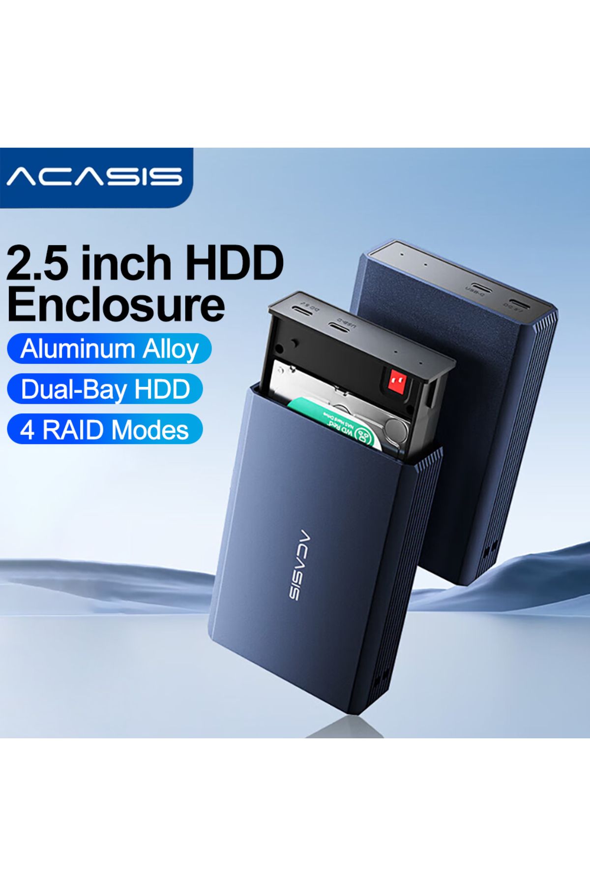 Choice-Acasis 2.5 Inch HDD Case Dual Bay External Hard Drive Enclosure Case HDD SSD Case RAID Array Type... 2