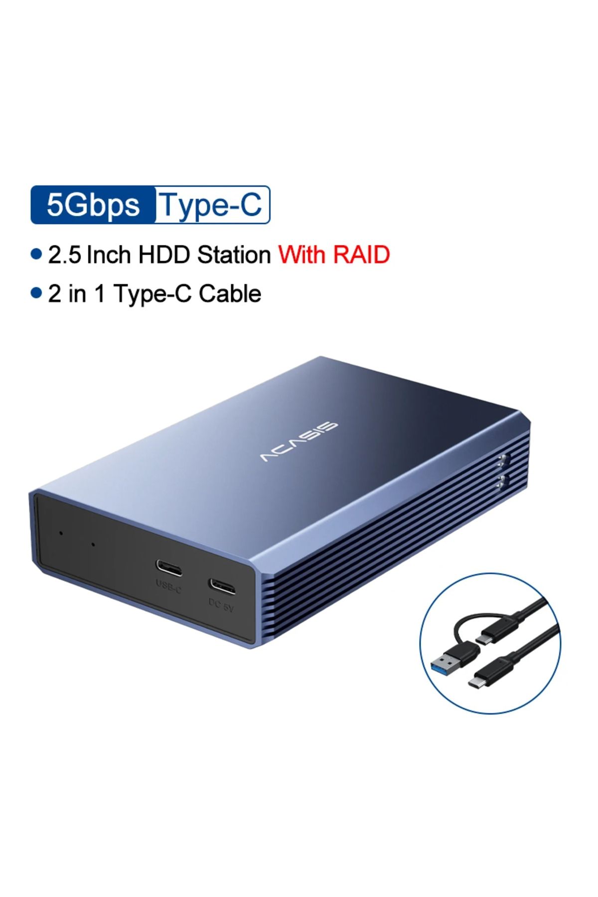 Choice-Acasis 2.5 Inch HDD Case Dual Bay External Hard Drive Enclosure Case HDD SSD Case RAID Array Type... 1