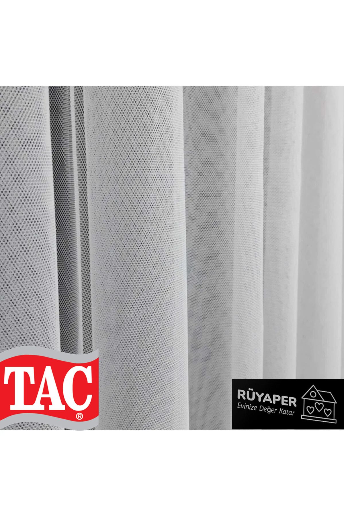 Taç-Grek Bulleted Plain Tulle Curtain - Dreamer, Thin Pile1/3 4
