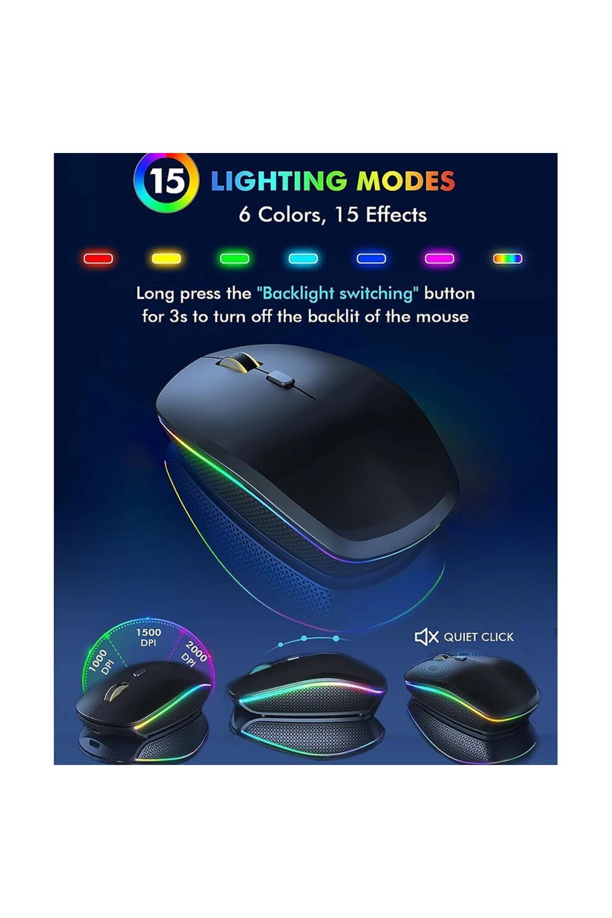 Choice-JOMAA 2.4G Wireless Keyboard Mouse Combo RGB Backlit Rechargeable Full-Size Ergonomic Type-c Wire... 3