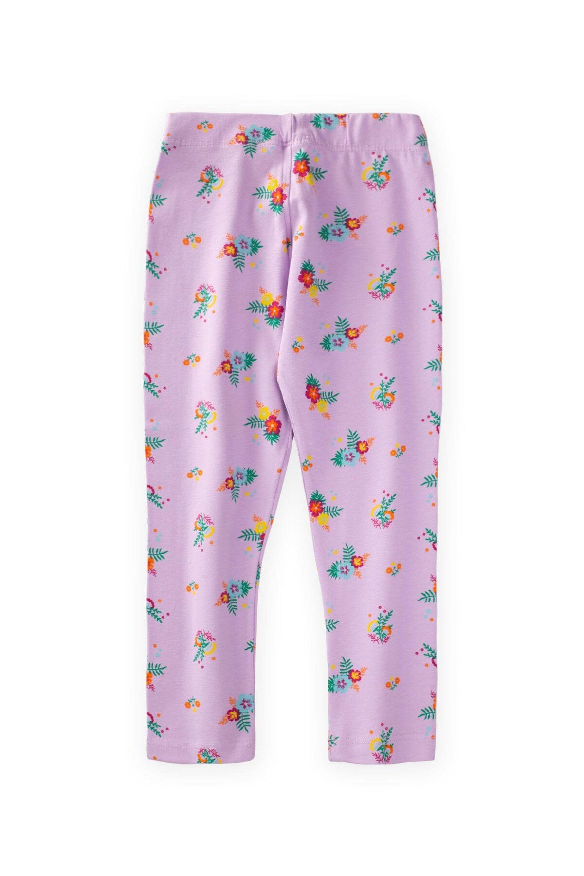 Cigit-Lilac Floral Patterned Leggings - 2-7 Years 2