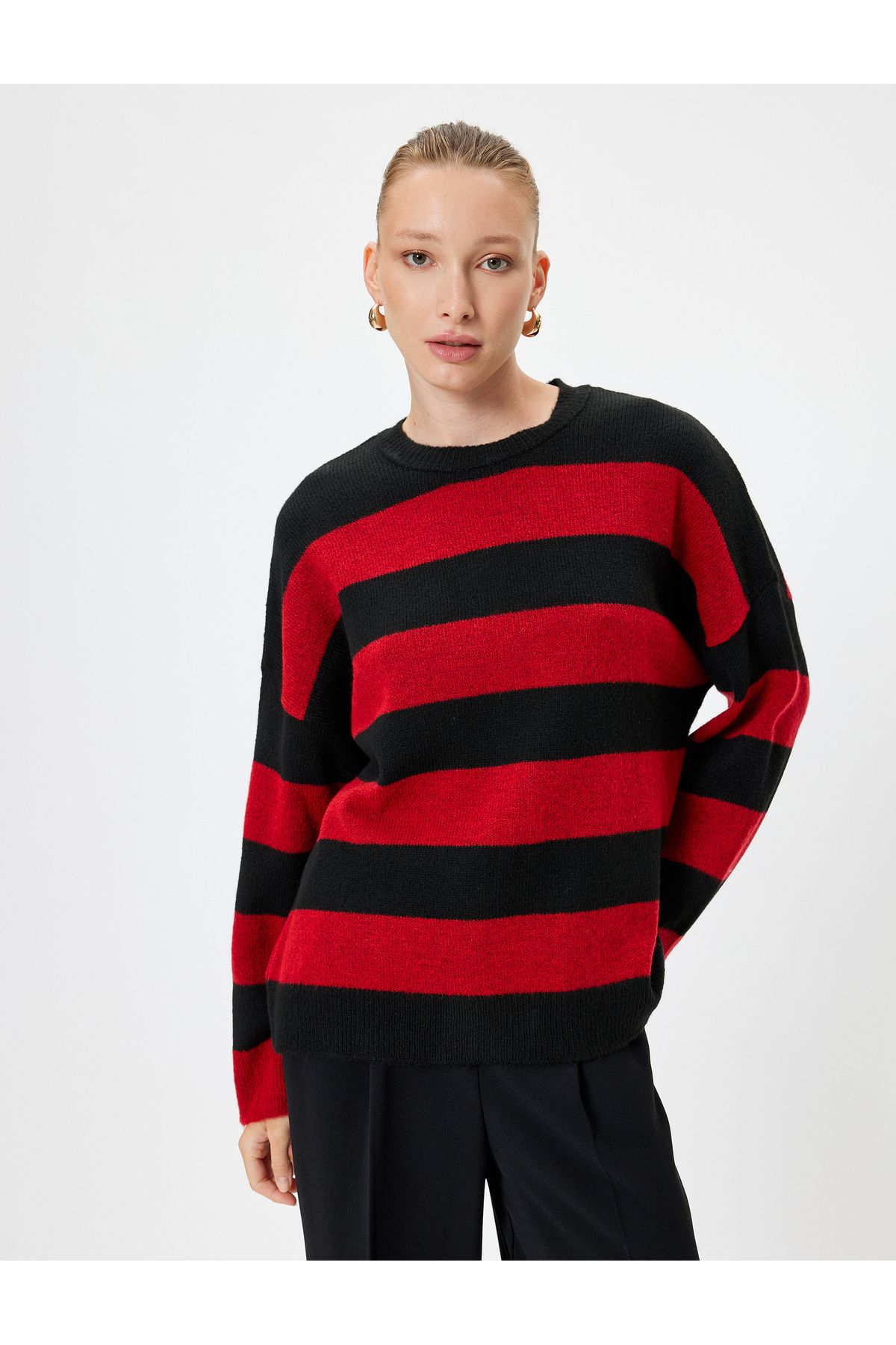 Koton-Long Sleeve Crew Neck Oversize Knitwear Sweater 3