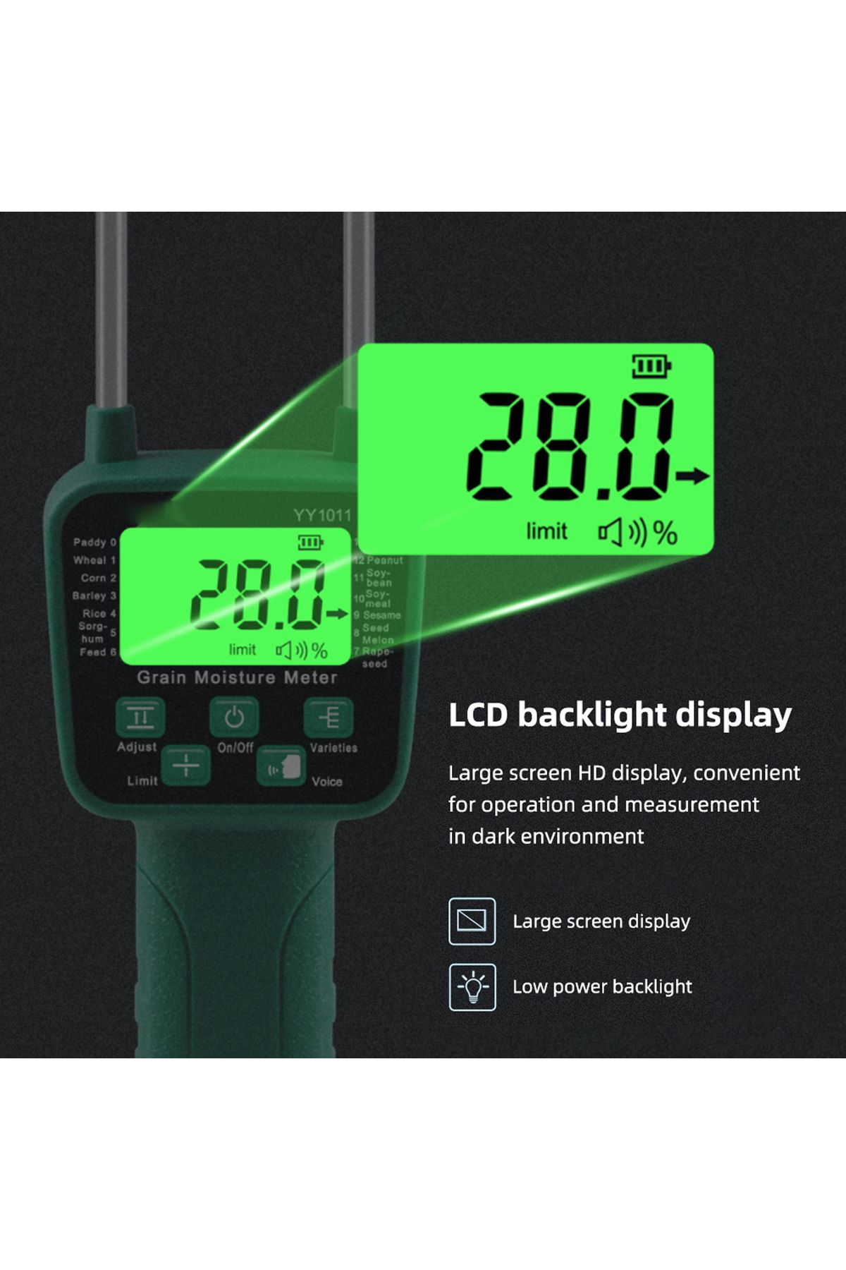 Choice-Grain Moisture Meter Hay Moisture Meter Wheat Soybean Grain Moisture Tester LCD Display with Voic... 7