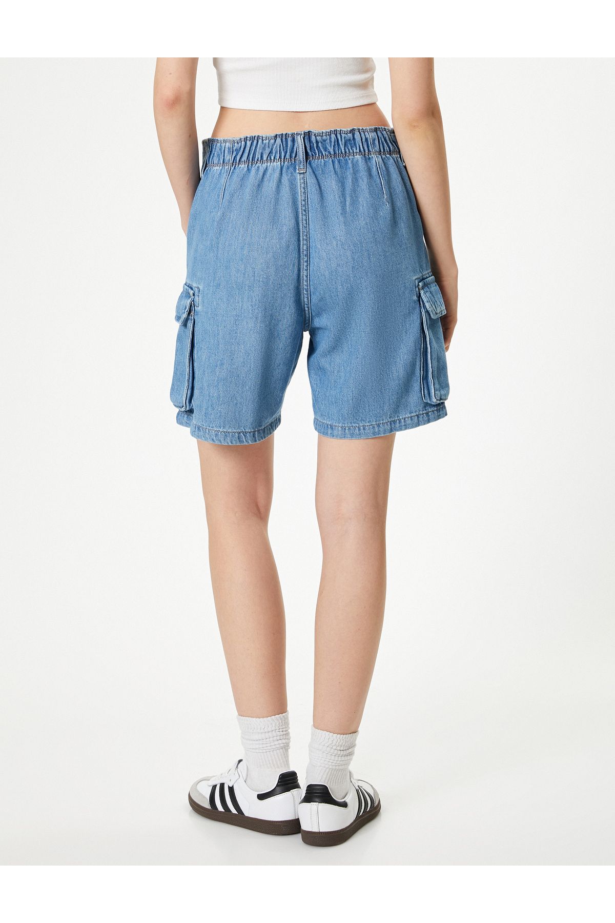 Koton-Standard Waist Pocket Denim Cargo Bermuda Shorts 4