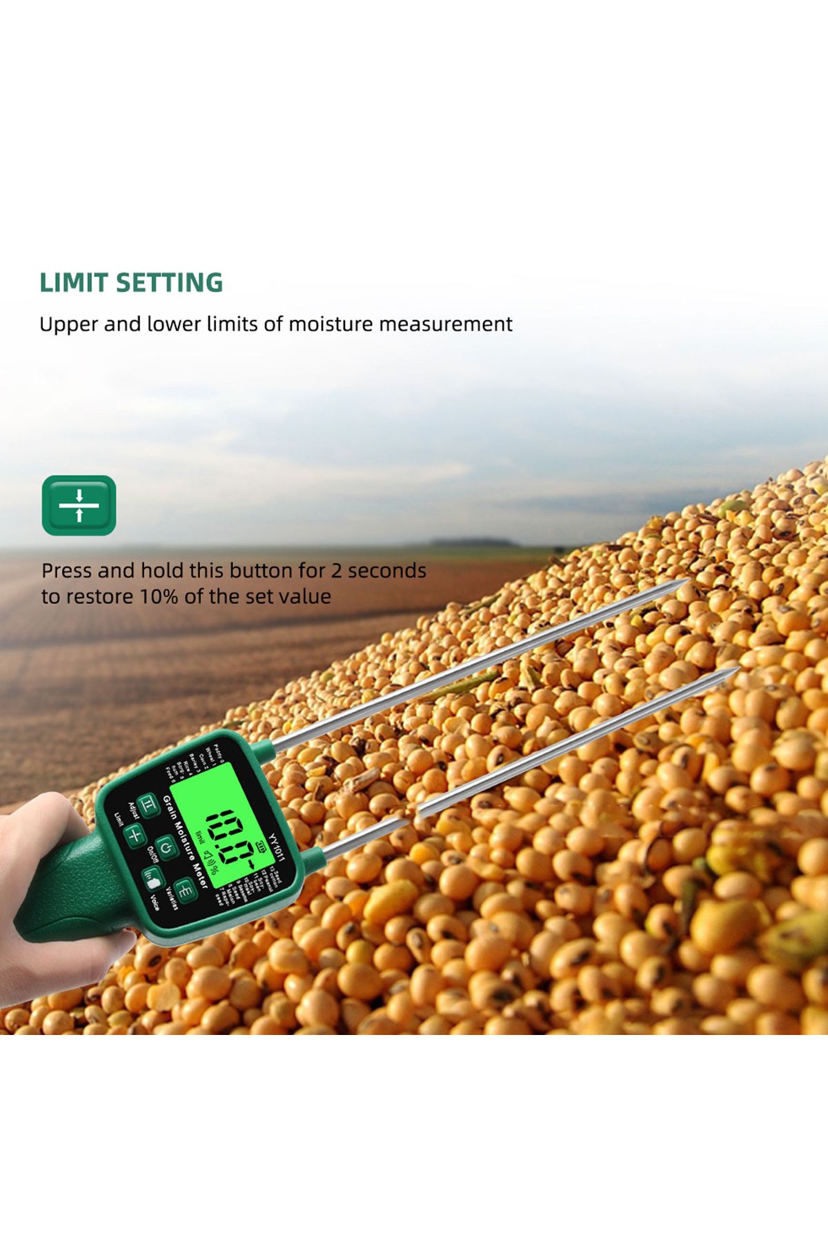 Choice-Grain Moisture Meter Hay Moisture Meter Wheat Soybean Grain Moisture Tester LCD Display with Voic... 3