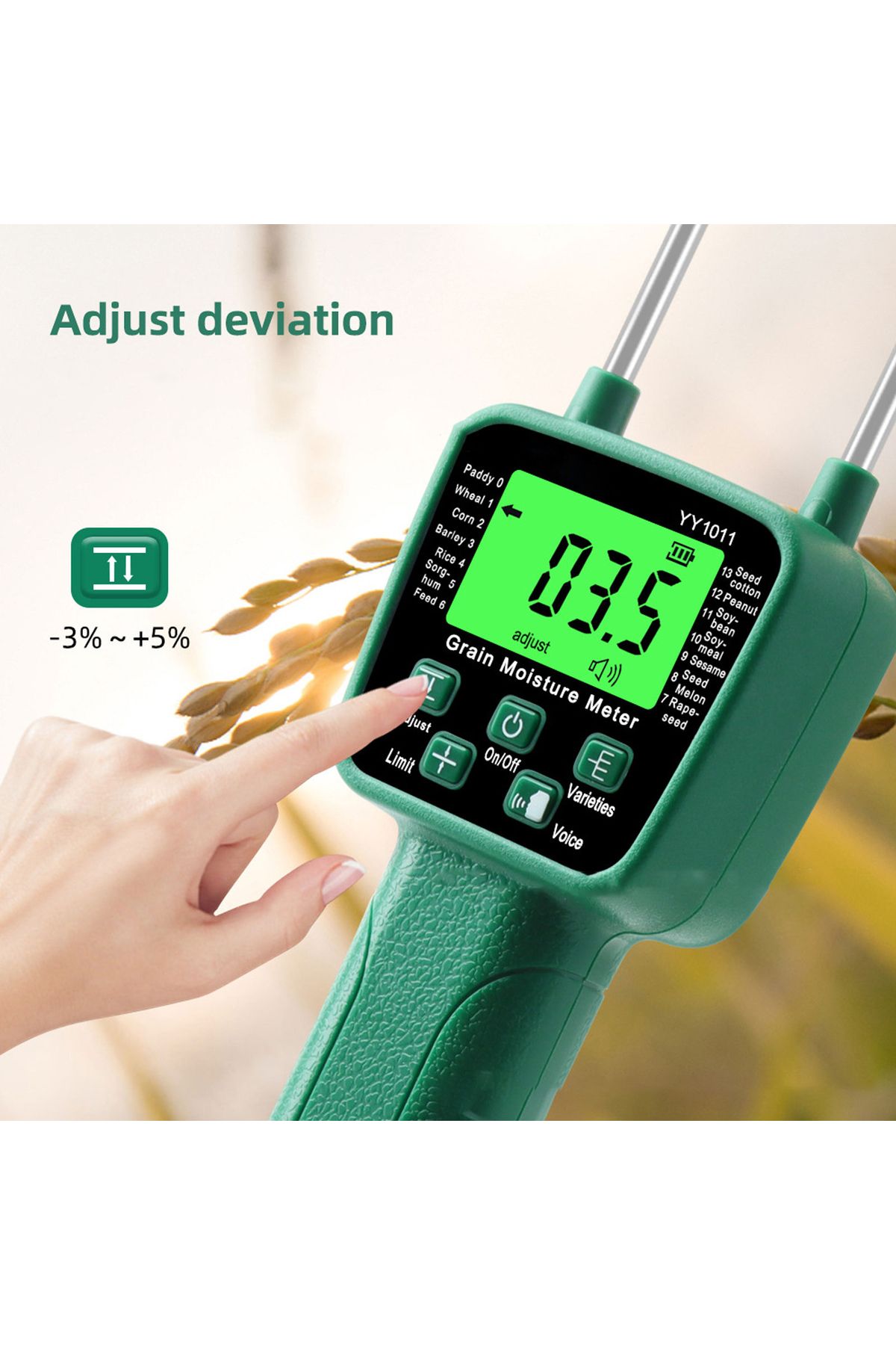 Choice-Grain Moisture Meter Hay Moisture Meter Wheat Soybean Grain Moisture Tester LCD Display with Voic... 2
