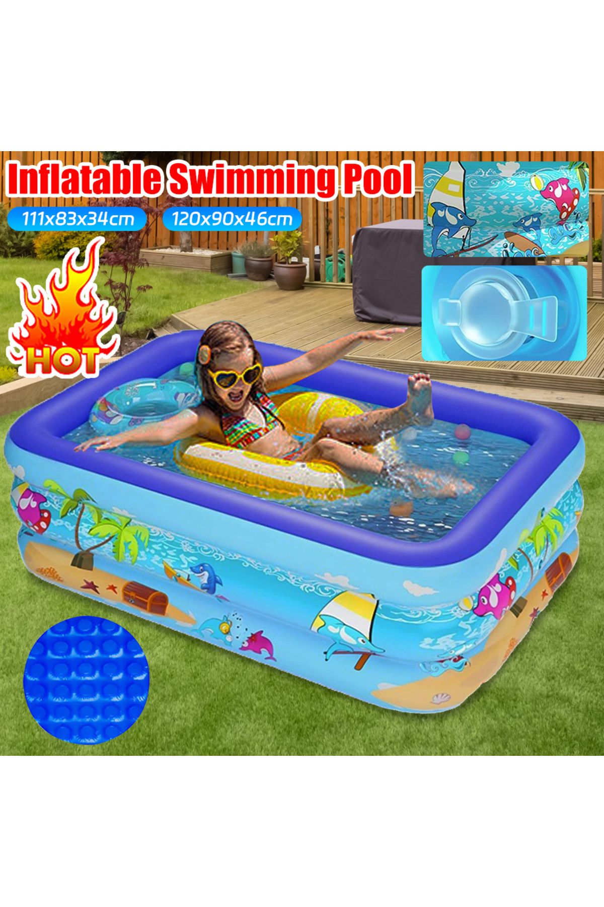 Choice-Inflatable Swimming Pool Large Family Pools Rectangle Framed Children Swimming Pool Summer Outdoo... 2