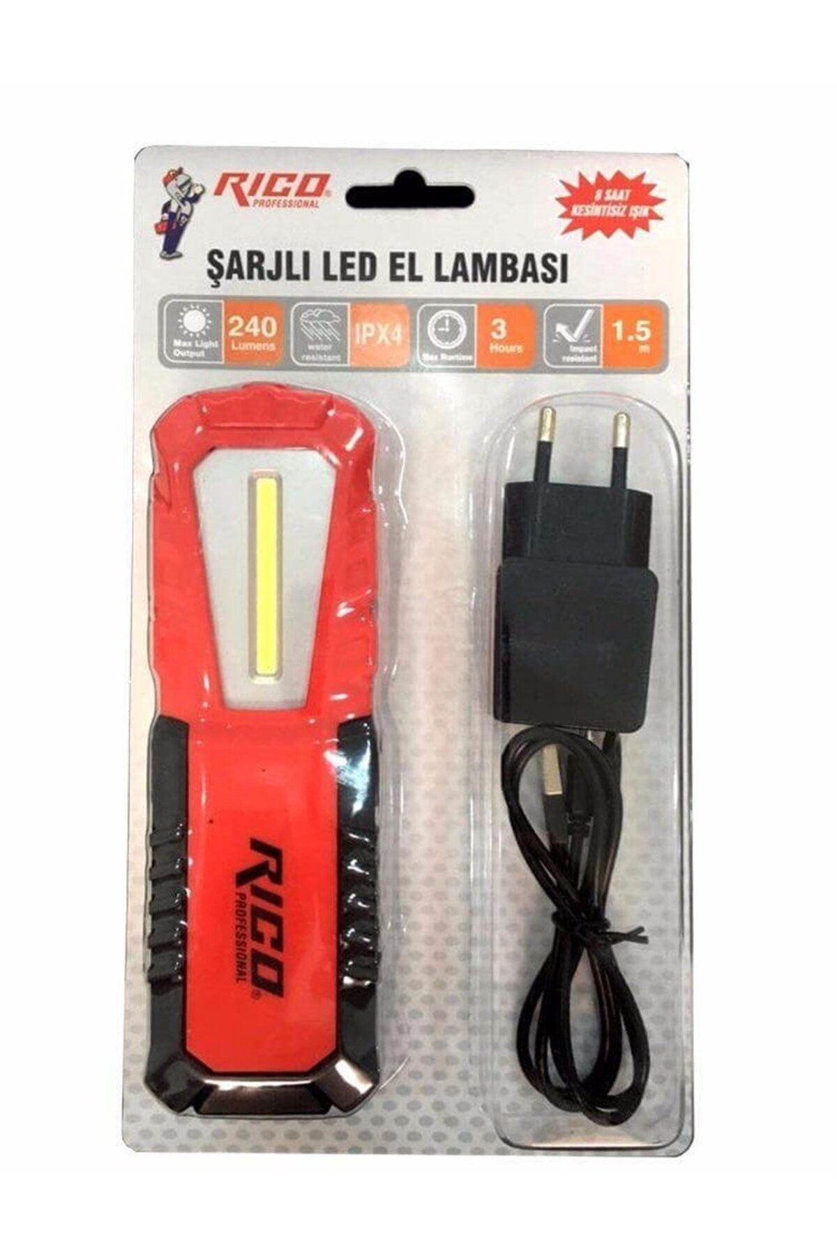 Rico Rc0037 240 Lümen Şarjlı Led El Feneri El Lambası Mıktanıslı