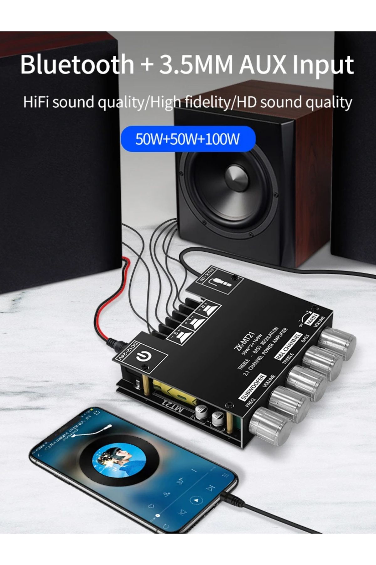Choice-ZK-MT21 Channel Bluetooth 5.0 CS8673E 2.1 Subwoofer Amplifier Board 50W X 2+100W Power Audio Ster... 8