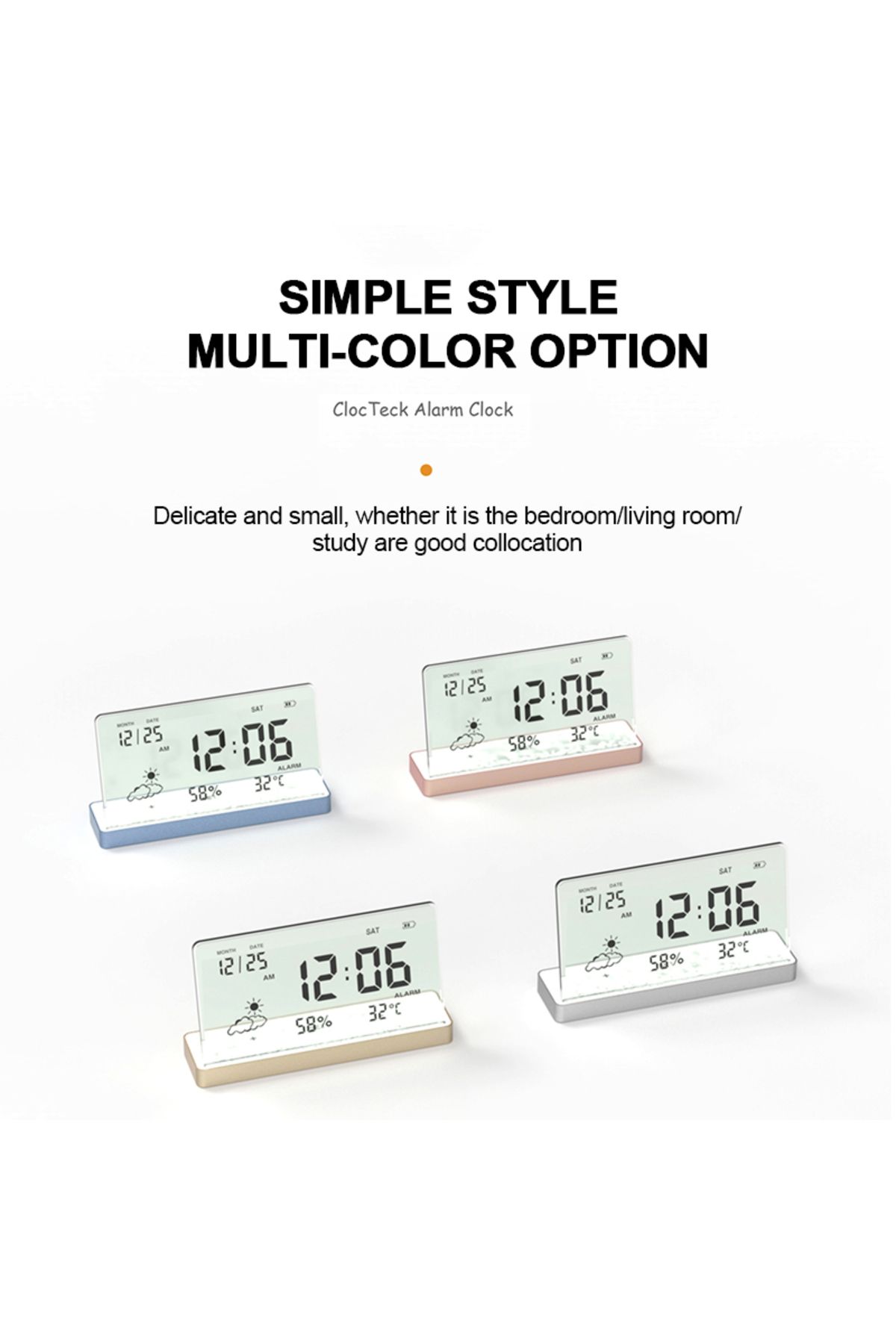 Choice-Creative Transparent Digital Clock Temperature/Humidity/Date/Weather Display Electronic Table Ala... 6