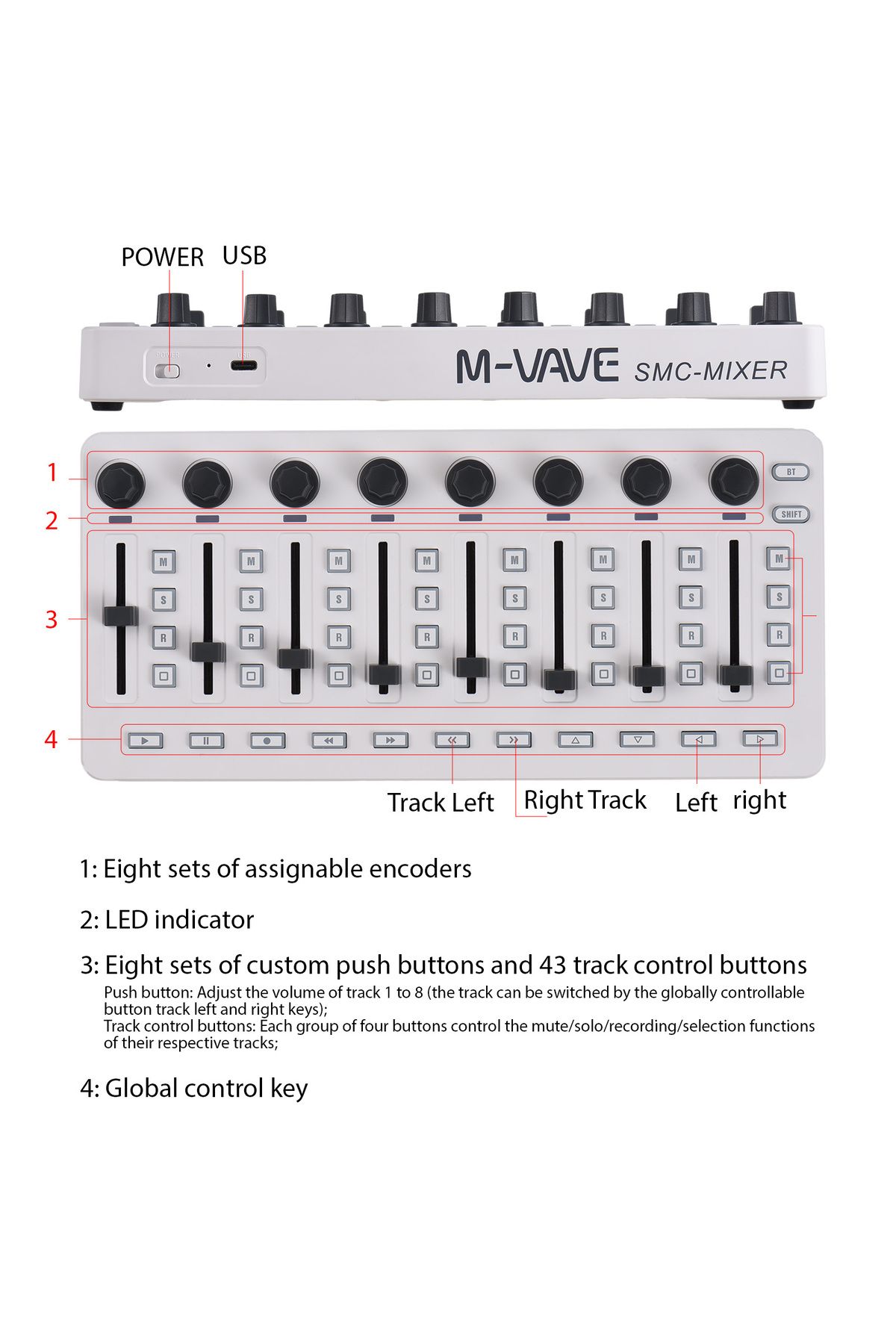 Choice-M-VAVE SMC-Mixer Wireless MIDI Controller Mixing Console BT Connection USB Controller Mixer for M... 4