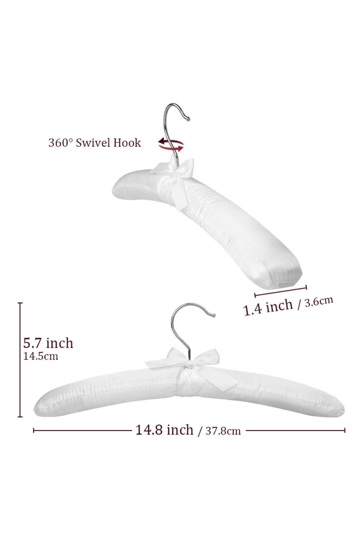 Choice-5/10/15/20PCS Pure White Satin Padded Hanger Anti Slip Cushioned Hangers for Sweaters Wedding Dis... 2