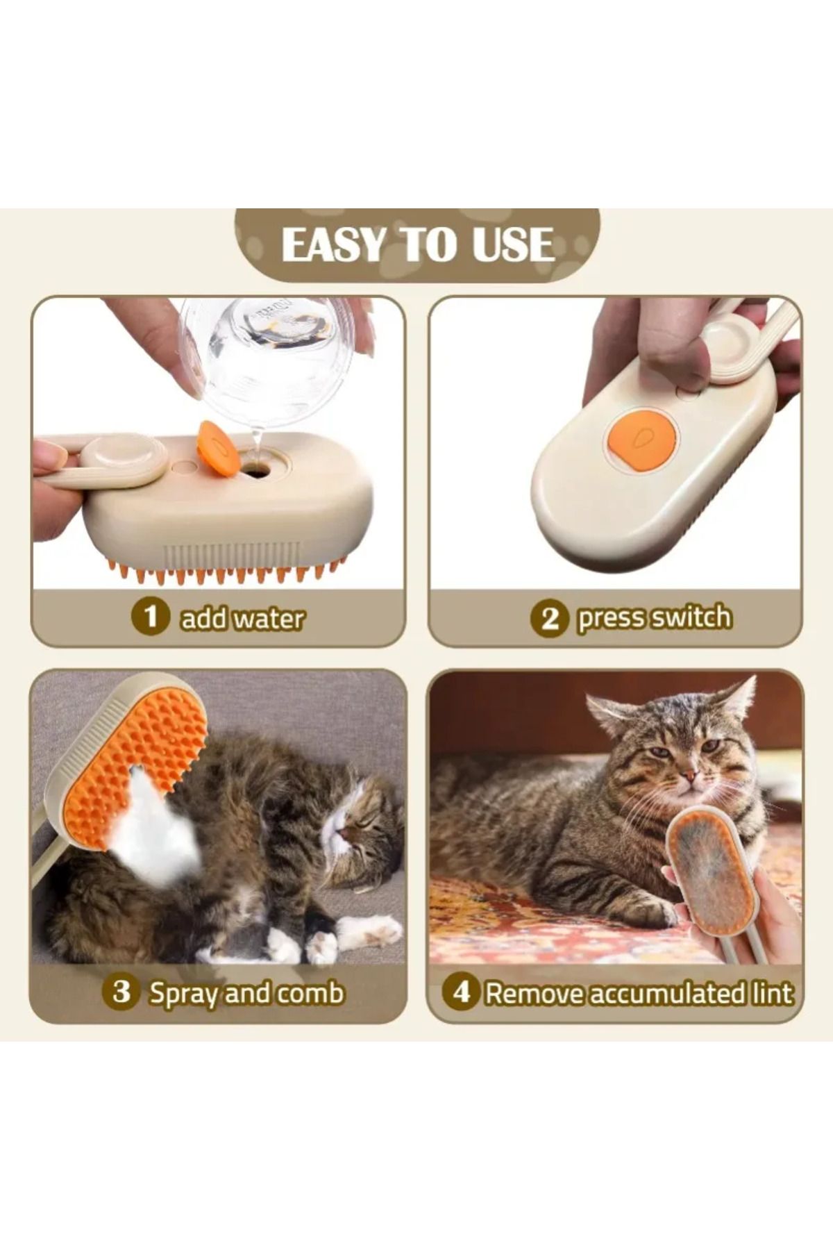 Choice-3 in 1 Pet Dog Cat Brush Cat Steam Brush Comb Dog Brush Electric Spray Cat Hair Brushes Massage P... 6