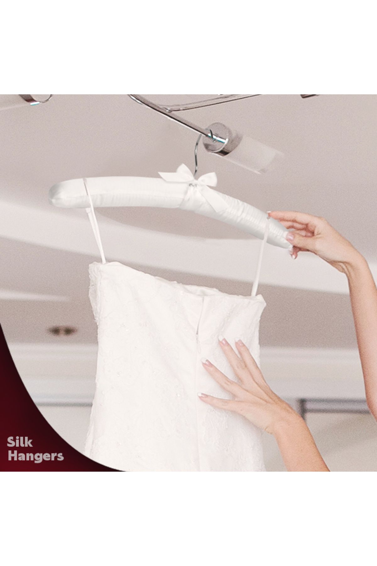 Choice-5/10/15/20PCS Pure White Satin Padded Hanger Anti Slip Cushioned Hangers for Sweaters Wedding Dis... 3