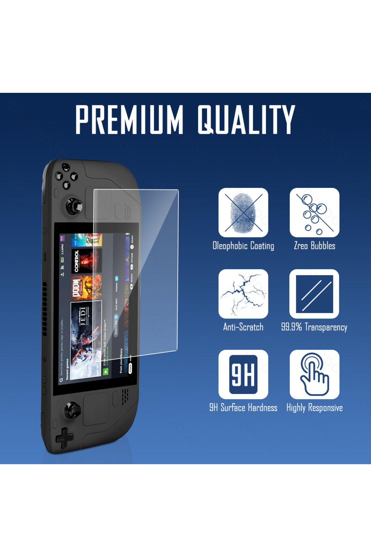 GOOJODOQ-3 Packs Tempered Glass For Steam Deck Screen Protector Protective Film 5