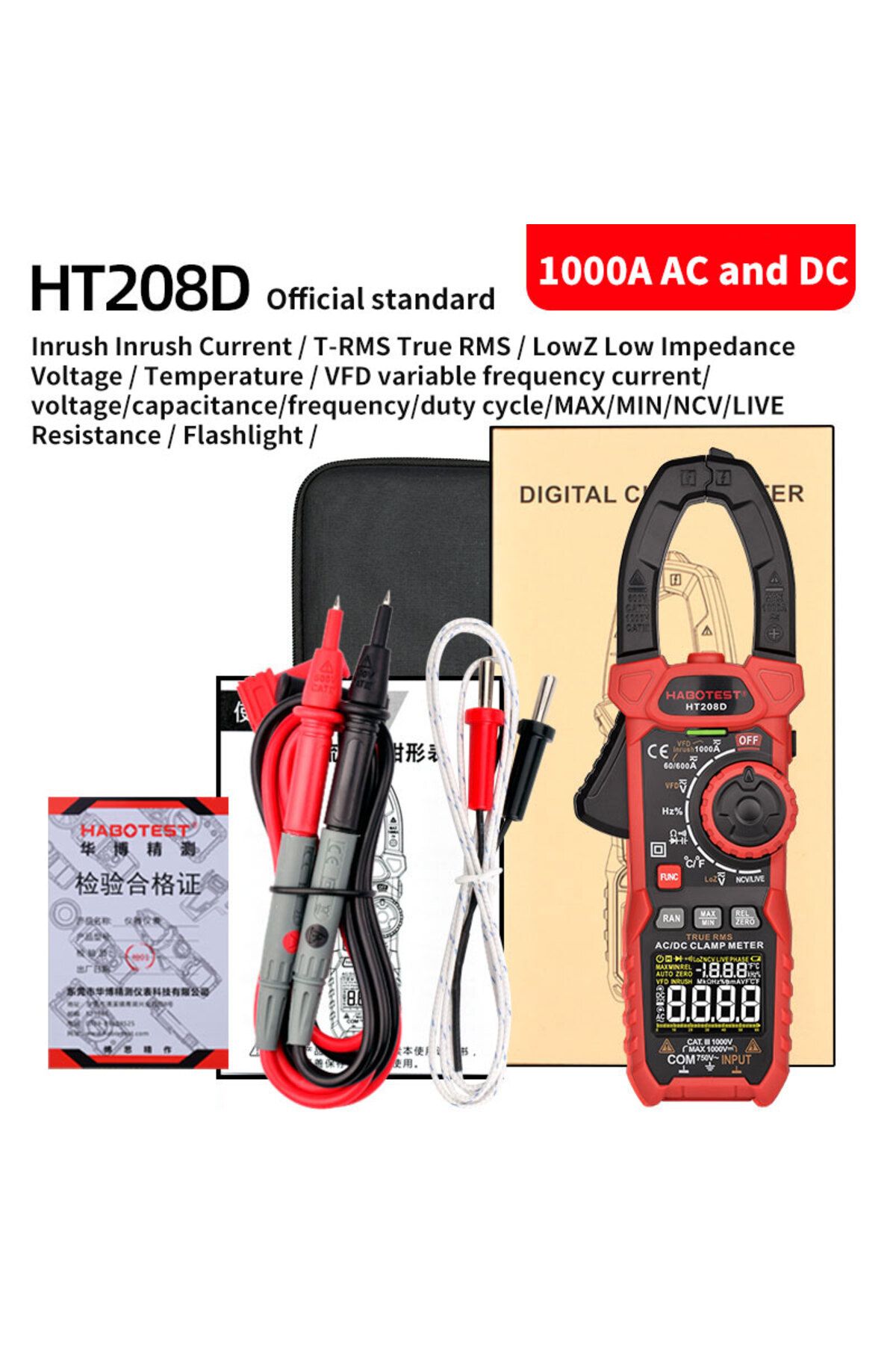 Choice-HABOTEST HT208D Digital Clamp Meter AC/DC True-RMS Multimeter Anto-Ranging Tester Current Clamp D... 5