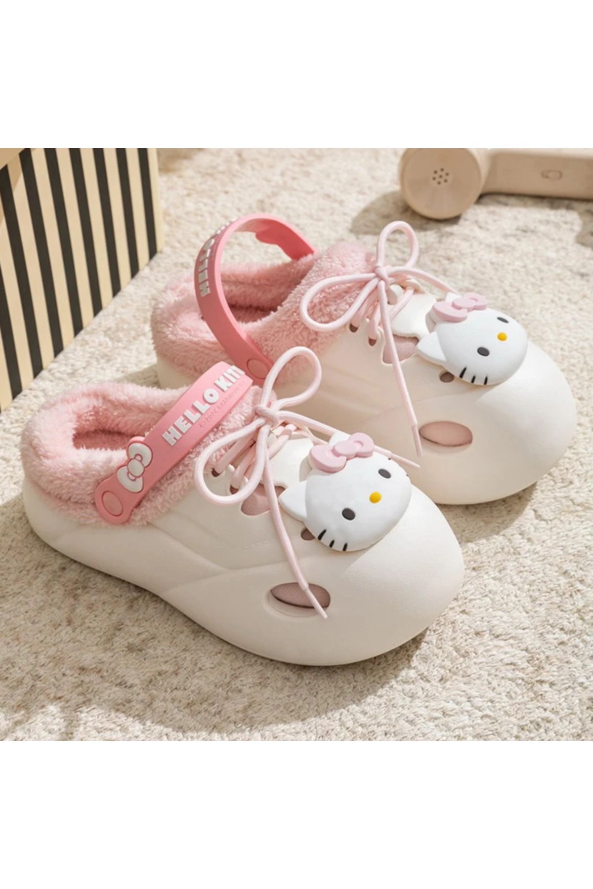 Choice-Genuine Sanrio Hangyodon Hello Kitty Plush Slippers Kuromi Warm Winter Indoor Slippers Flat Casua... 3