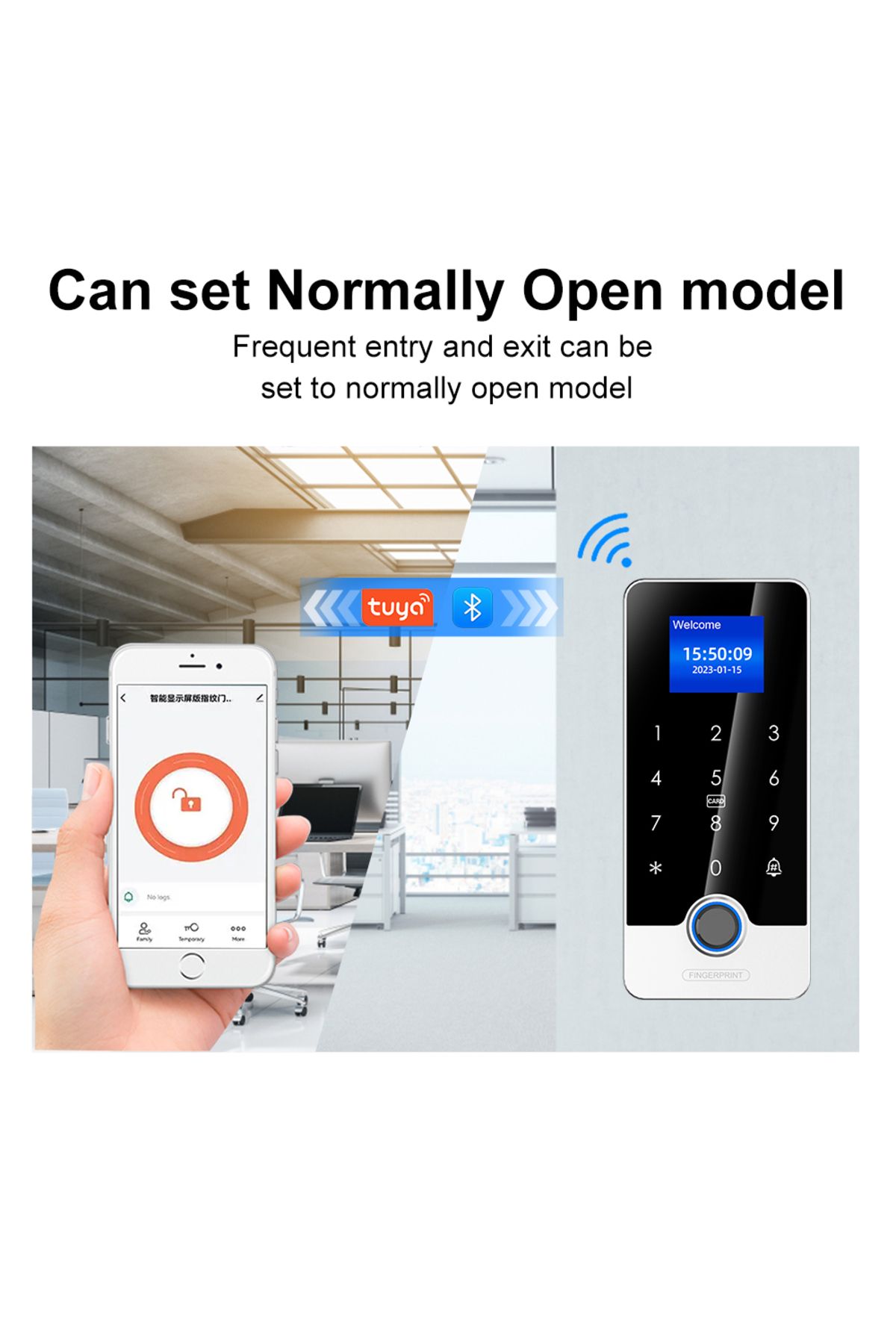 Asia-Teco-Tuya APP Door Lock Access Control System Kits With 1.77In Screen Bluetooth Keyboard Fingerprint R... 4