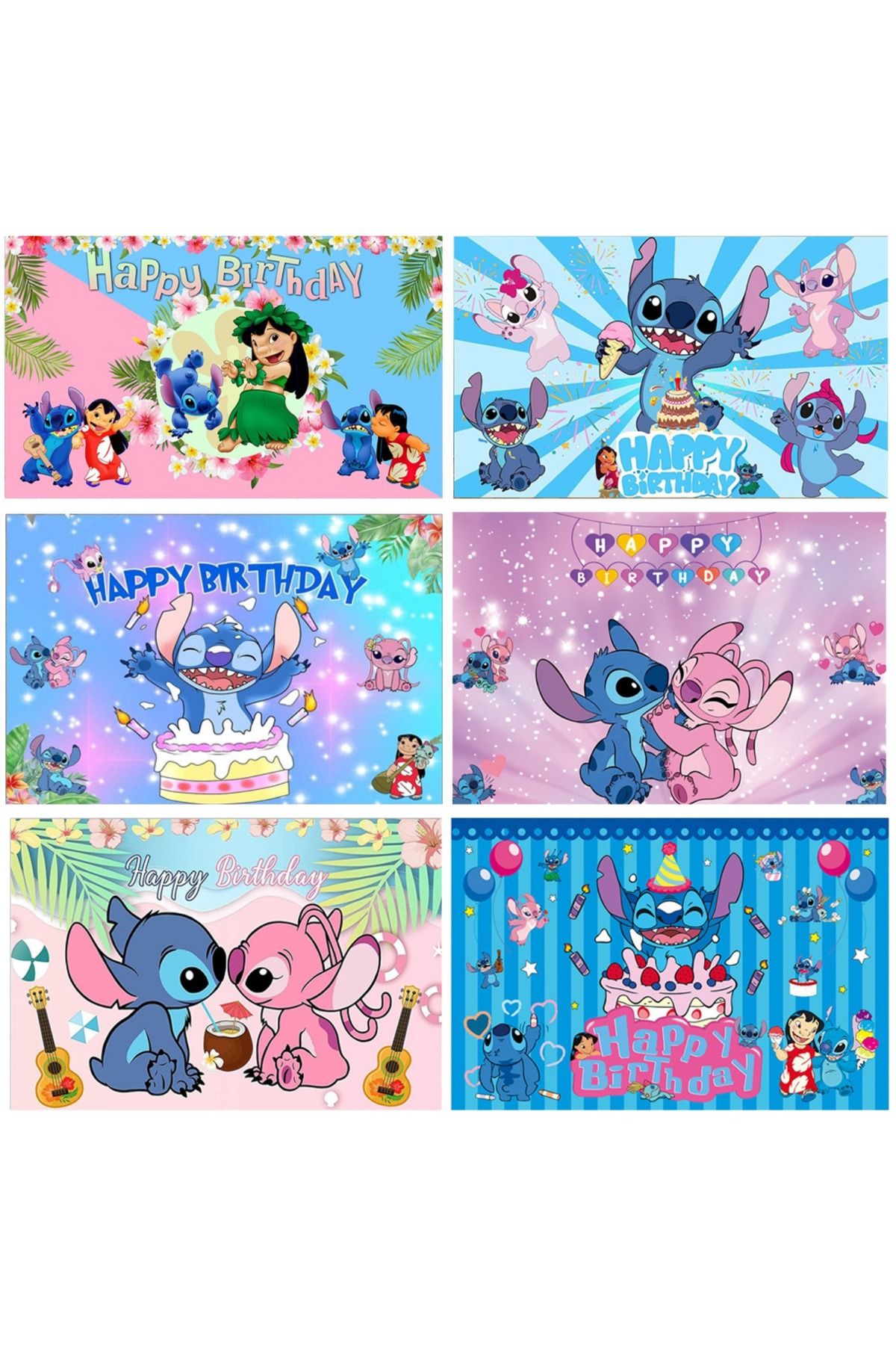 Choice-Anime Stitch Lilo Party Backdrops Children's Happy Birthday Background Cartoon Hanging Banner Kid... 2