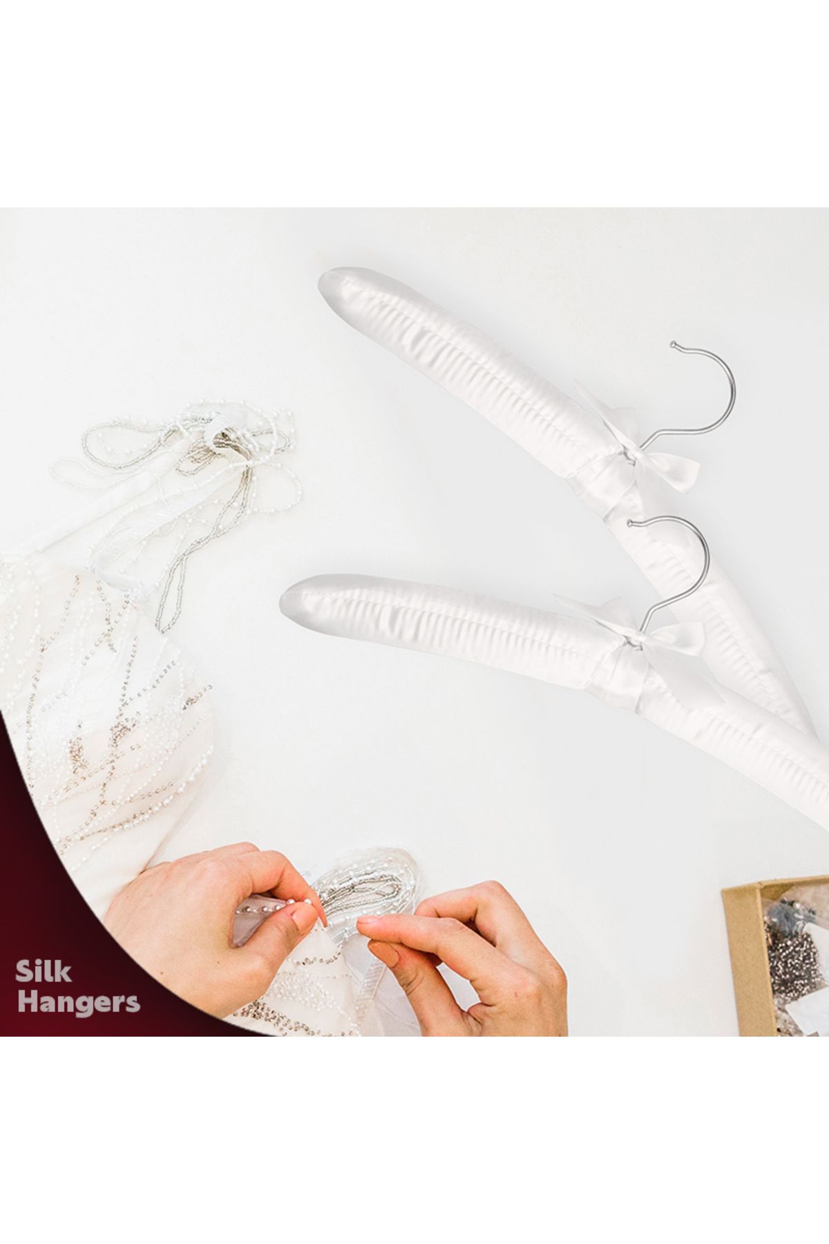 Choice-5/10/15/20PCS Pure White Satin Padded Hanger Anti Slip Cushioned Hangers for Sweaters Wedding Dis... 5