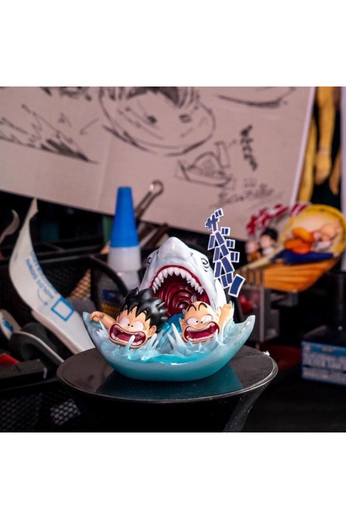 Choice-6.5cm/2.6 Anime Dragon Ball Figure Goku Krillin Shark Attack Water Escape Scene Action Figure Sta... 6