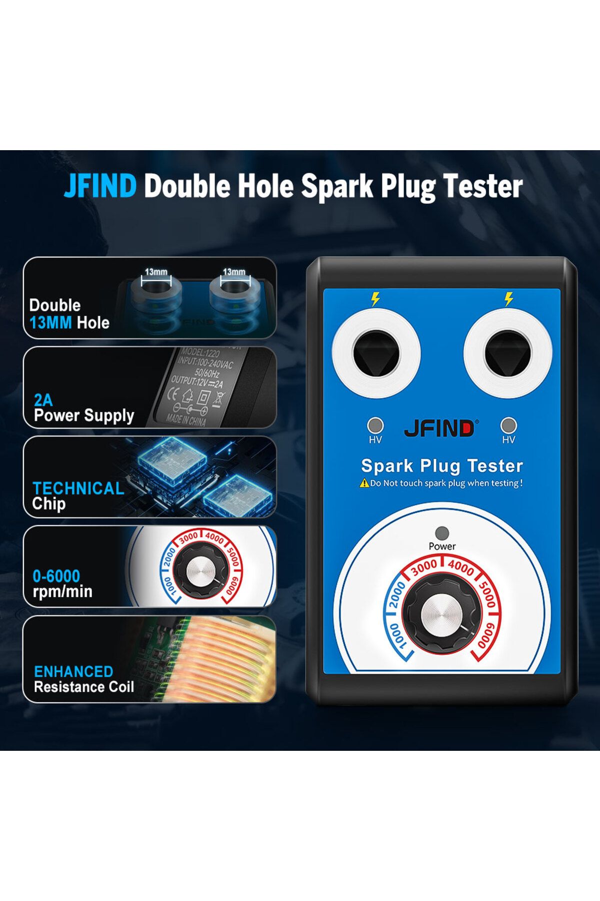 Choice-Spark Plug Tester Double hole Diagnostic Tool Car 12V Spark Tester 0-6000rpm Auto Engine Ignition... 5