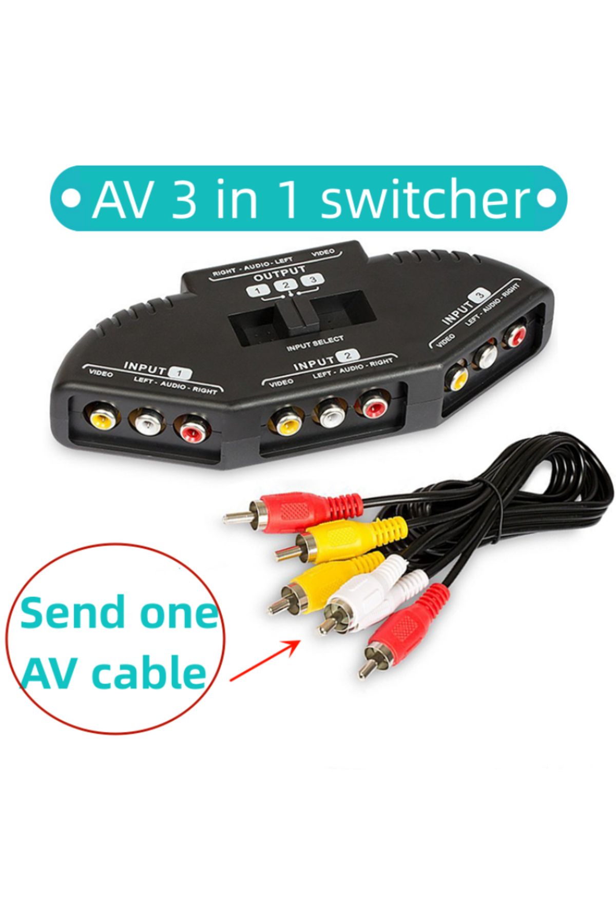 Choice-1pc 3-Way Audio Video AV RCA Black Switch Selector Box Splitter Switch W/ RCA Cable For TV X-box ... 6