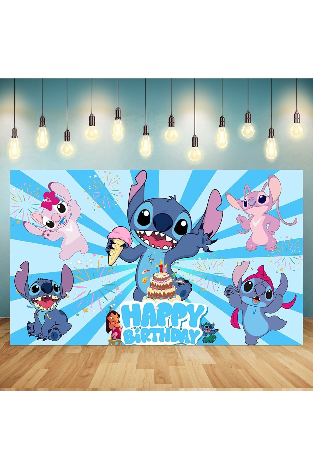 Choice-Anime Stitch Lilo Party Backdrops Children's Happy Birthday Background Cartoon Hanging Banner Kid... 5