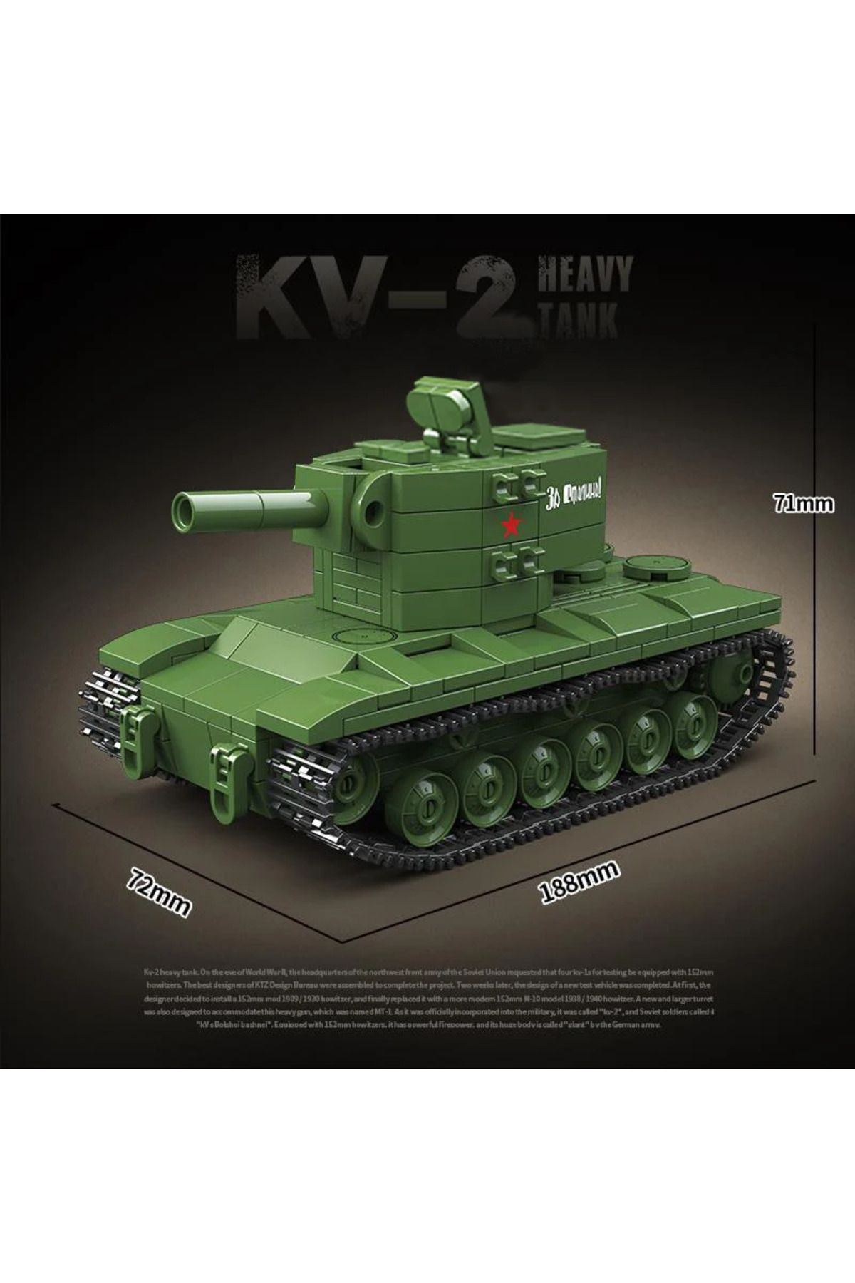 Choice-1:20 Ww2 Military Model Series Mini KV-2 Heavy Tank Collection Model Building Blocks Bricks Toys ... 4