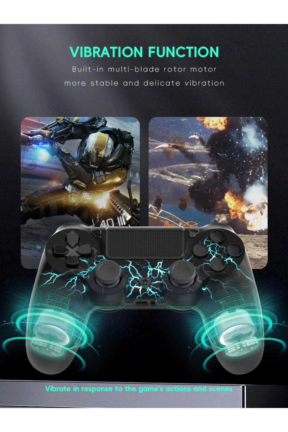 Choice-DATA FROG P02 Controller for PS4 Thunder LED Color Gamepad Bluetooth-Compatible Controller for PC... 6