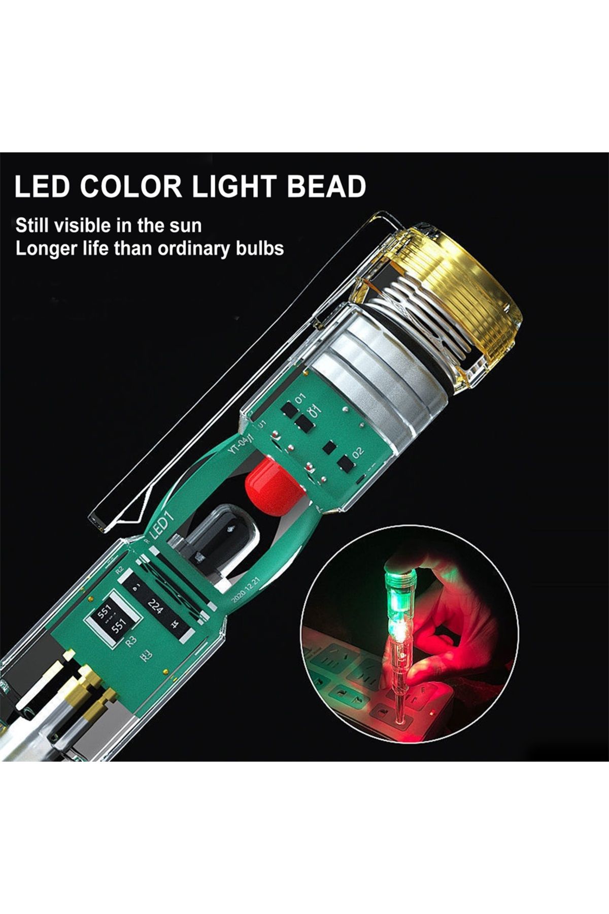 Aideepen-Induced Electric Tester Pen Screwdriver Probe light Voltage Tester Detector AC/DC 70-250V Test Pe... 6