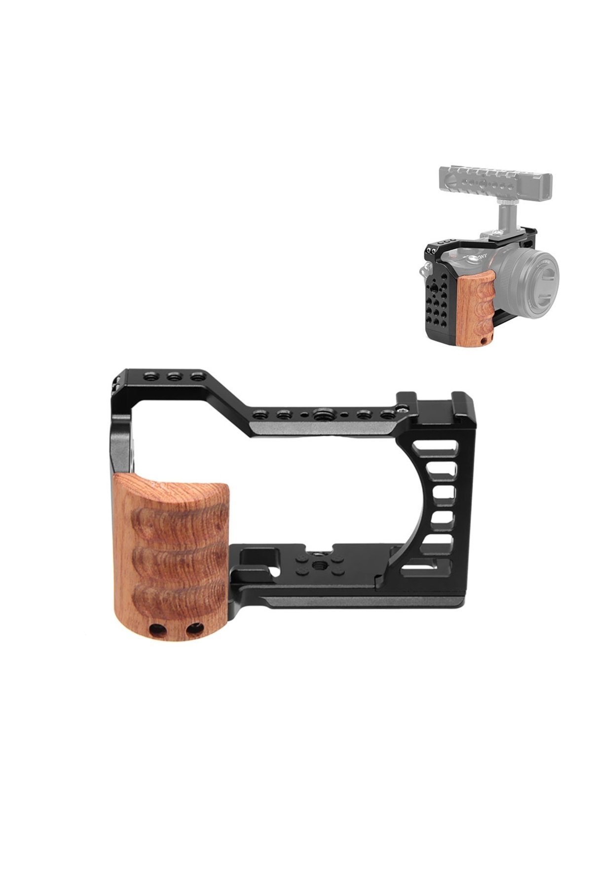 Choice-PULUZ Video Camera Cage For Sony Alpha 7C / ILCE-7C / A7C Camera Wood Handle Metal Stabilizer Rig... 2
