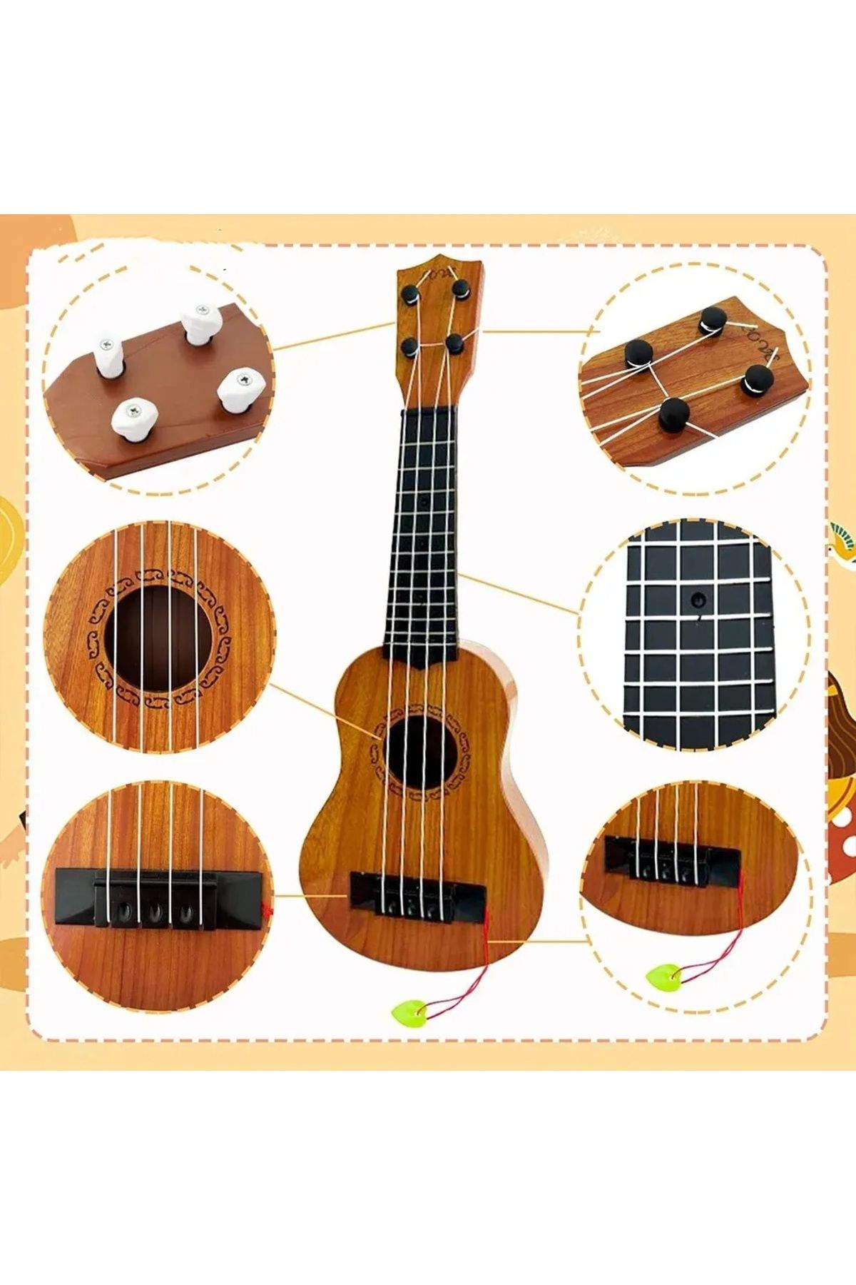 Choice-Children Guitar 35cm Toy Can Be Used To Play Elementary Instruments With Paddles Simulating Yukri... 2