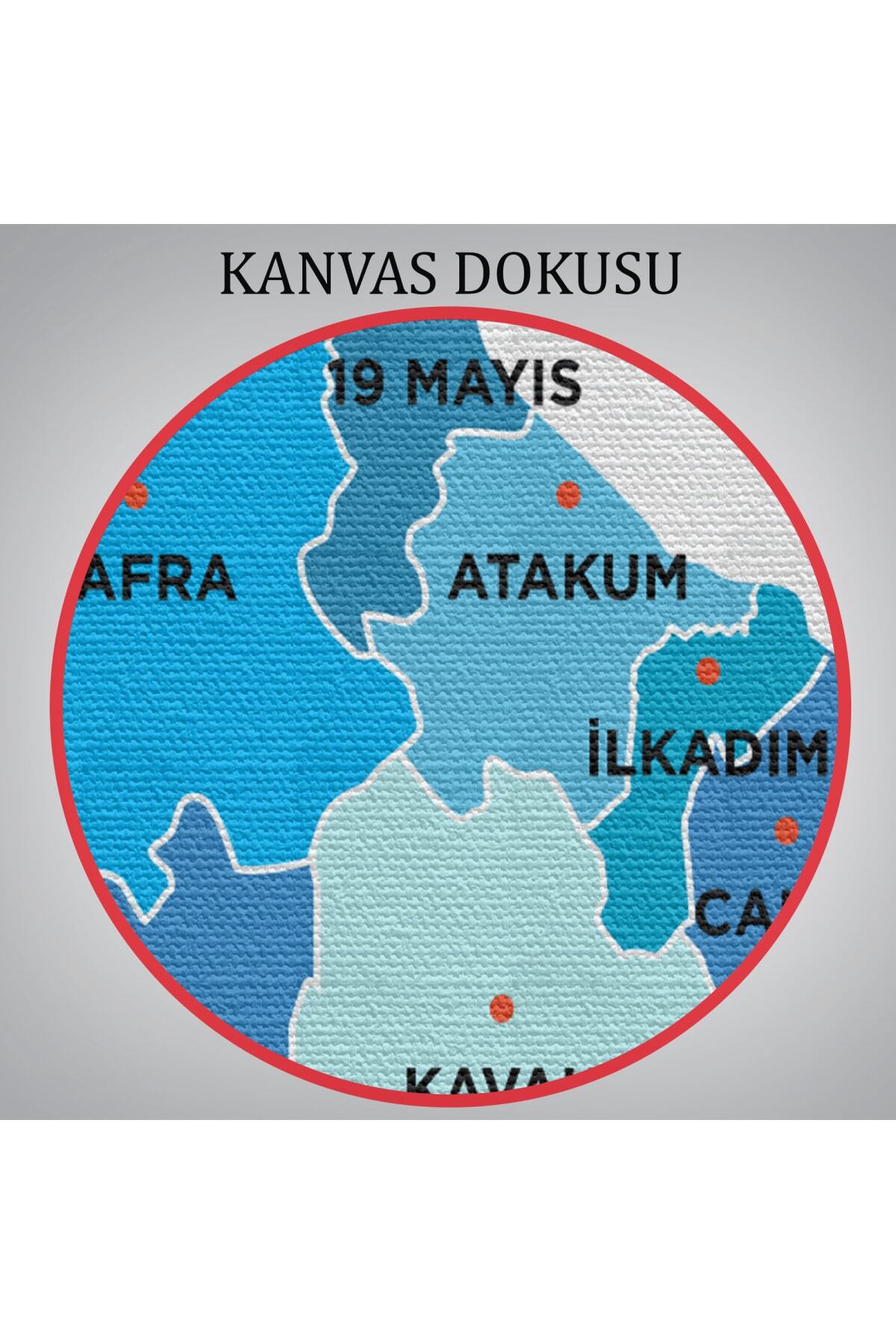 Samsun Ili Ve Ilçeler Haritası Dekoratif Kanvas Tablo görsel 6