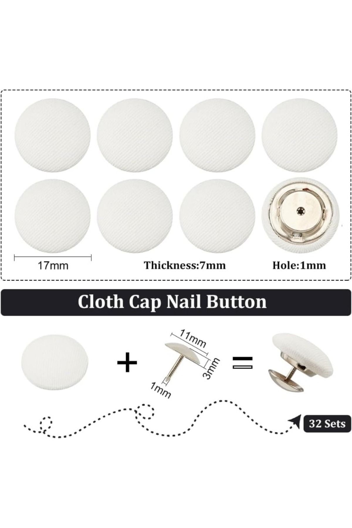 Choice-32 Sets 0.67Inch Baseball Cap Button Top Replacement Hats Buttons White Cloth Covered Hat Button ... 1