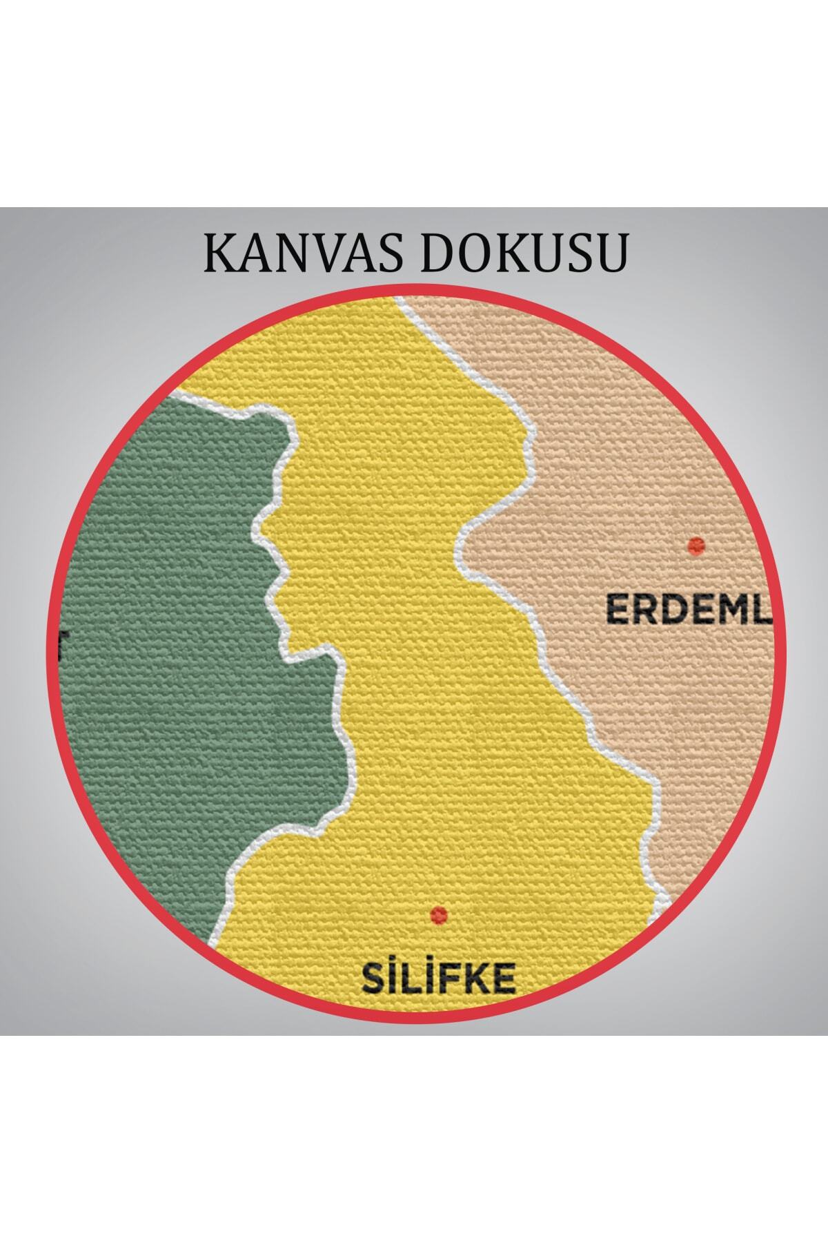 Mersin Ili Ve Ilçeler Haritası Dekoratif Kanvas Tablo görsel 6