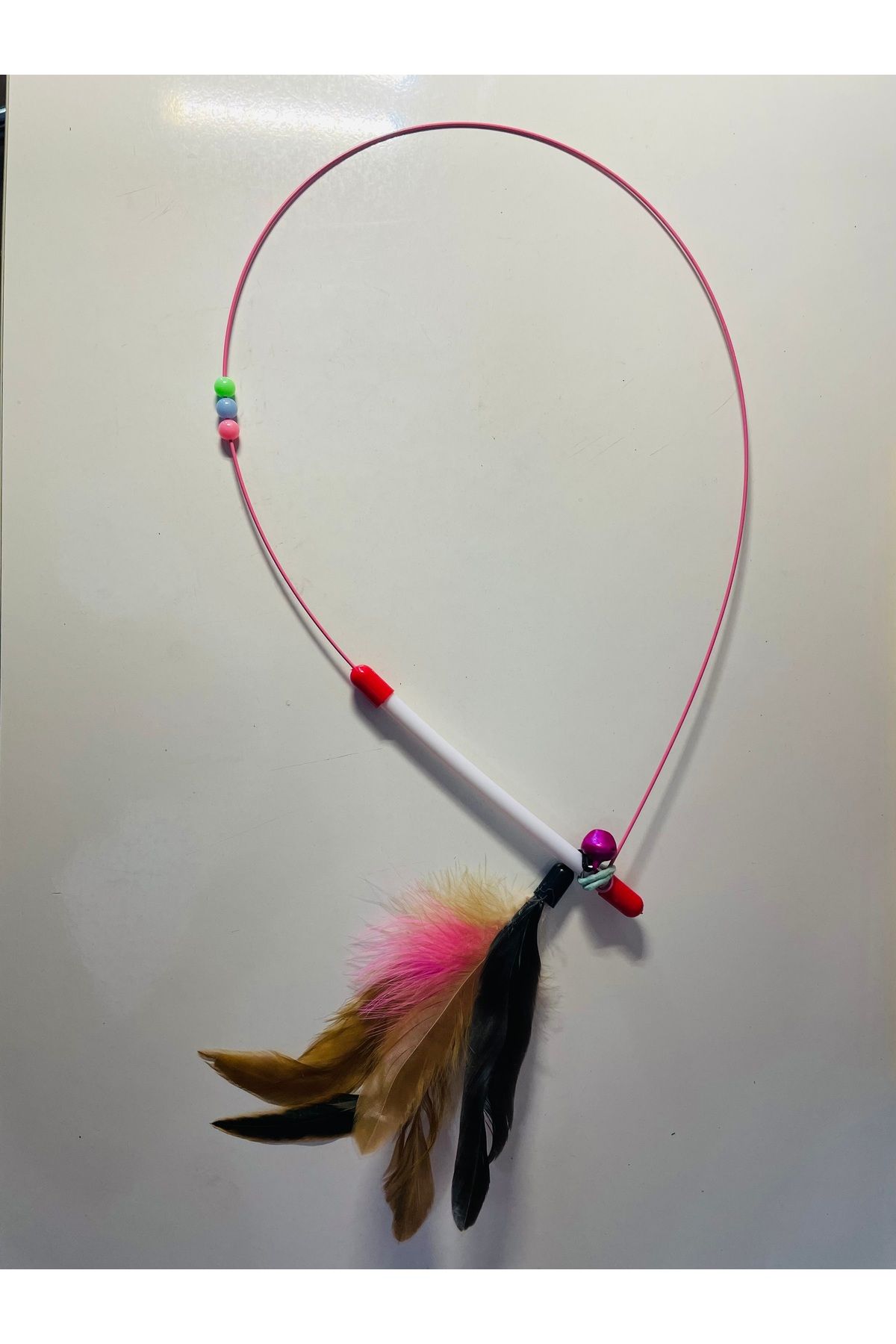 CMT-Cat Playing Rod with Colorful Feathers and Tiny Rattles 3